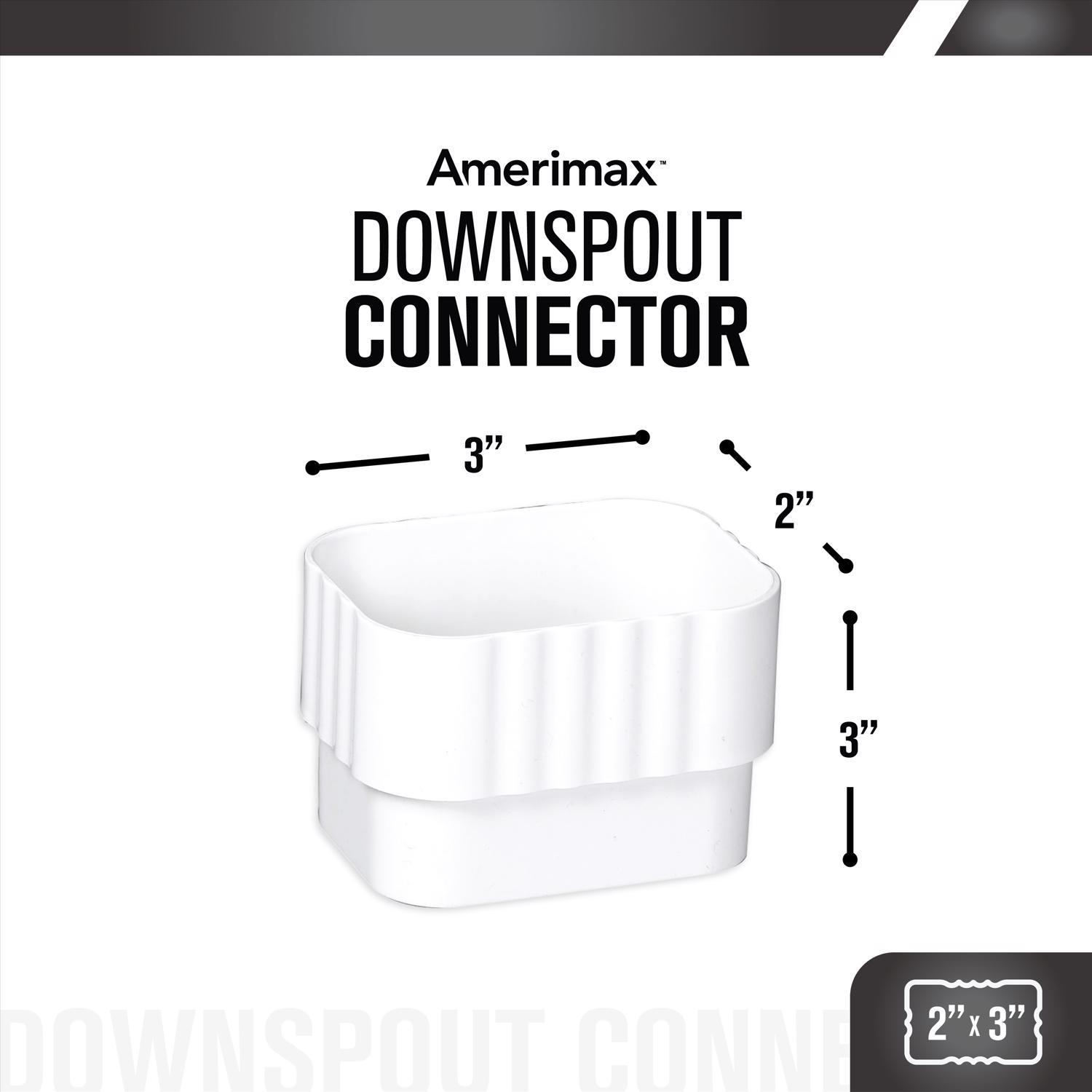 Amerimax 3 in. H X 2 in. W X 3 in. L White Vinyl K Downspout Connector