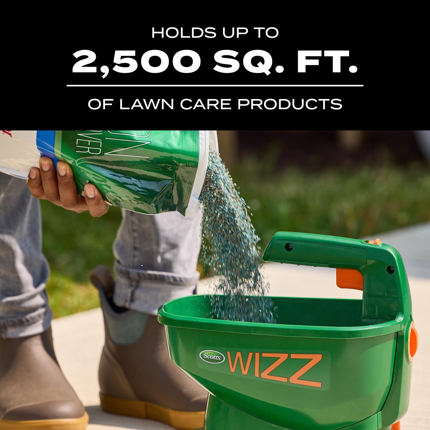 Scotts Wizz 60 in. W Handheld Spreader For Fertilizer/Ice Melt/Seed 4 lb