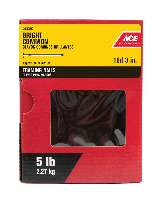 Grip-Rite 10D 3 in. Common Bright Steel Nail Flat Head 5 lb 315 pk