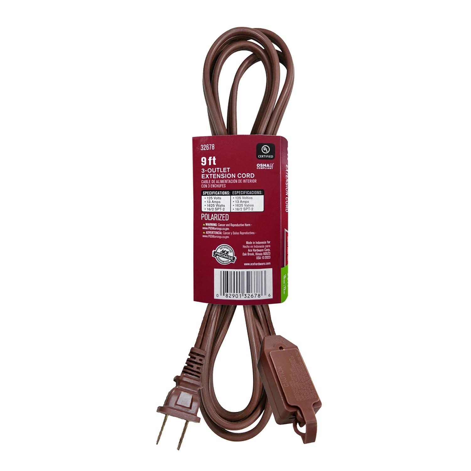 Ace Indoor 9 ft. L Brown Extension Cord 16/2 SPT-2