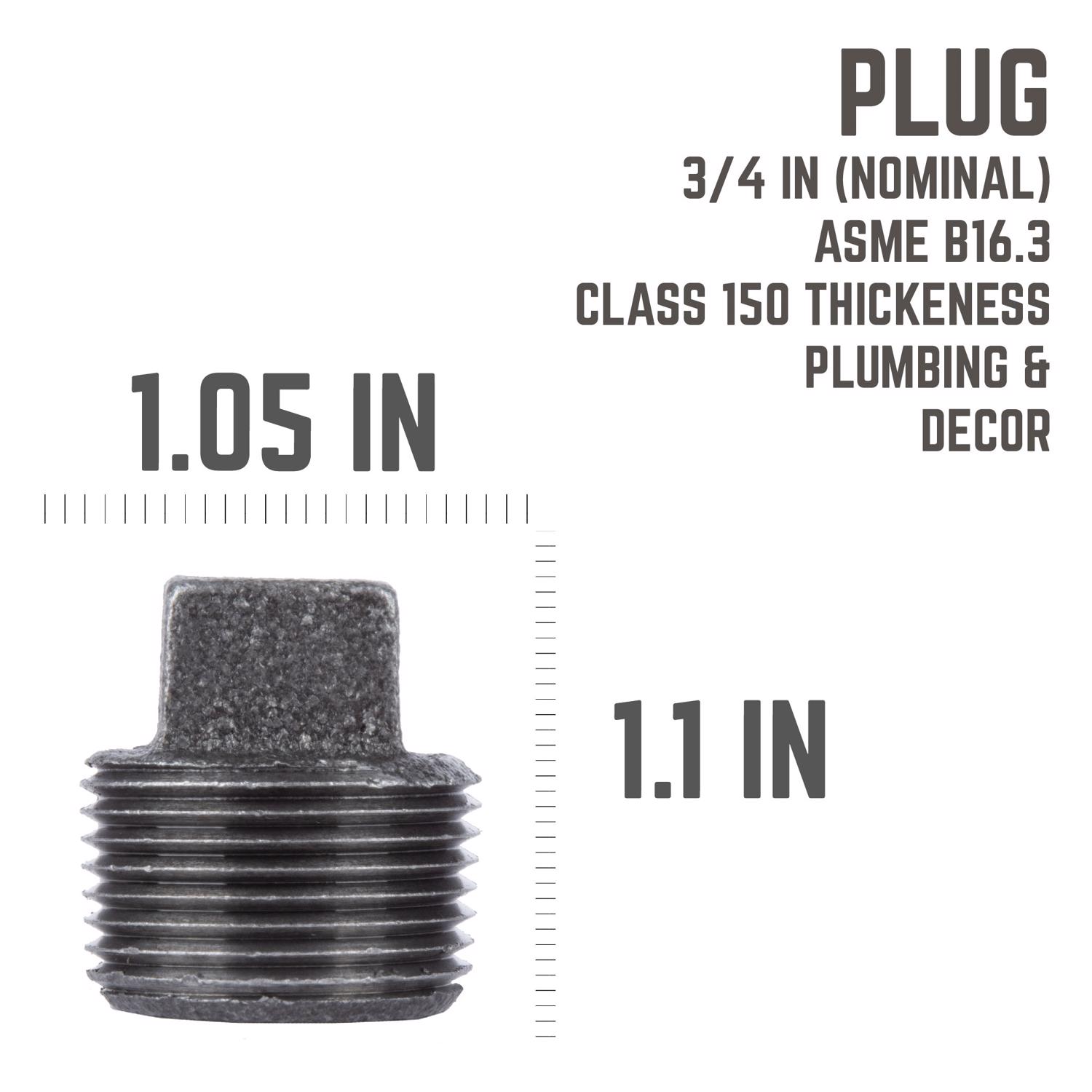 STZ Industries 3/4 in. MIP each Black Malleable Iron Plug