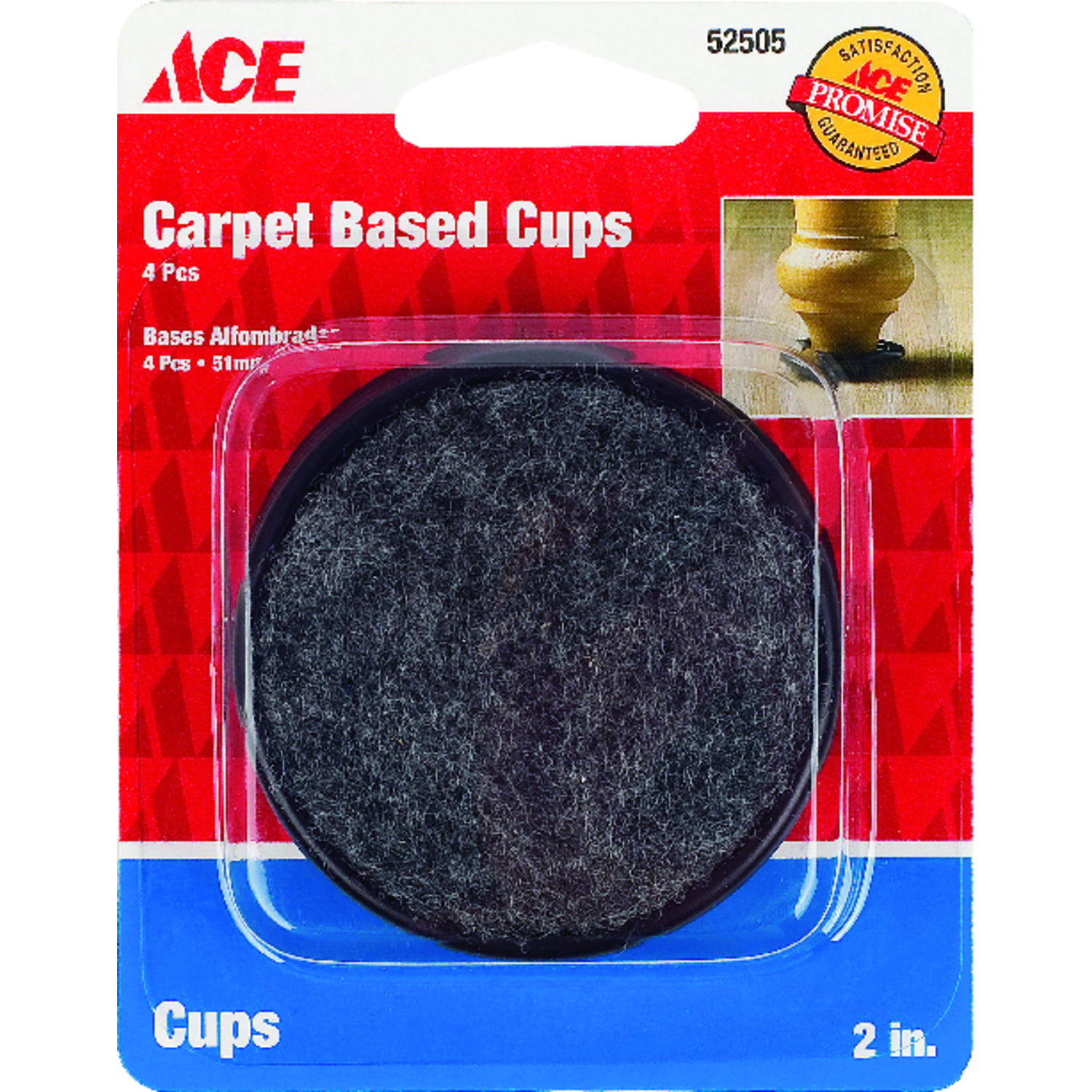 Ace Plastic Caster Cup Black Round 2 in. W 4 pk