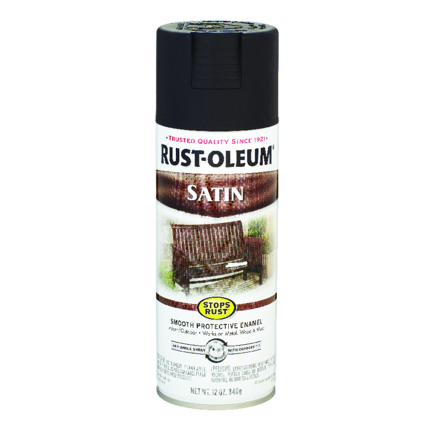 Rust-Oleum Stops Rust Satin Black Spray Paint 12 oz