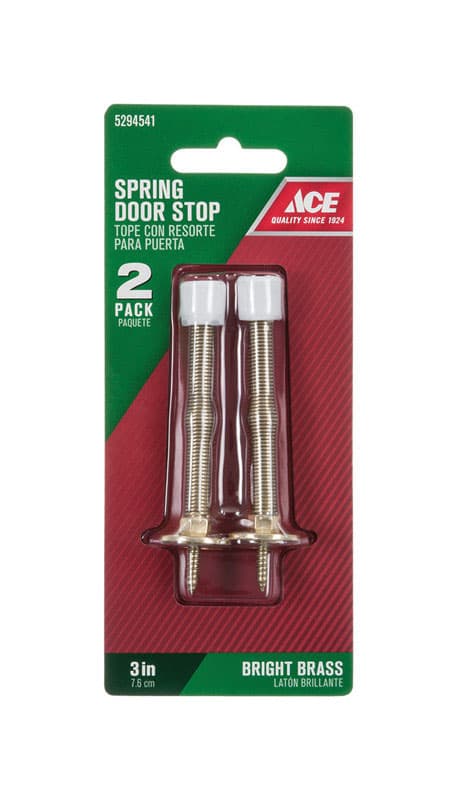 Ace 3 in. W Metal Bright Gold Spring Door Stop Mounts to door and wall 1.5 in.