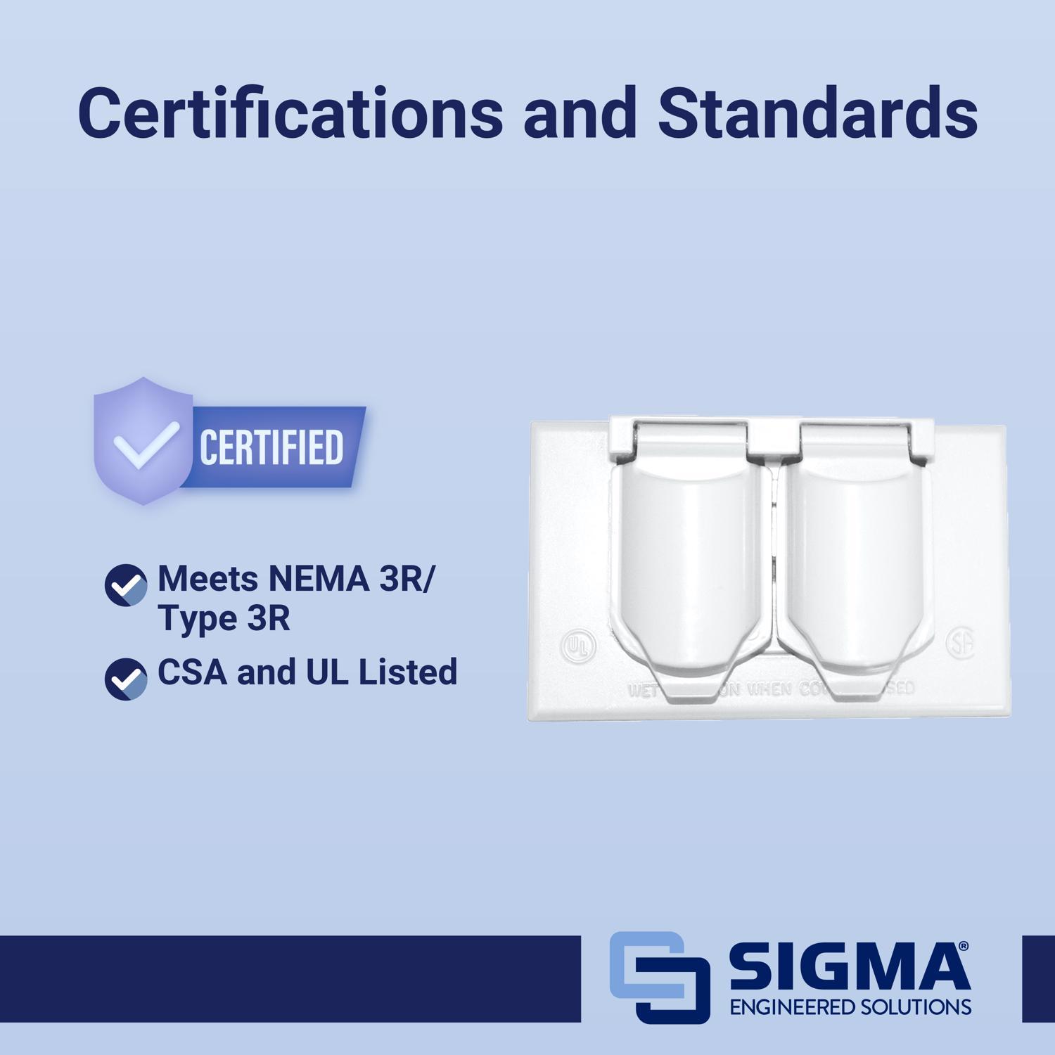Sigma Engineered Solutions Rectangle Die-Cast Metal 1 gang 2.83 in. H X 4.57 in. W Horizontal Duplex