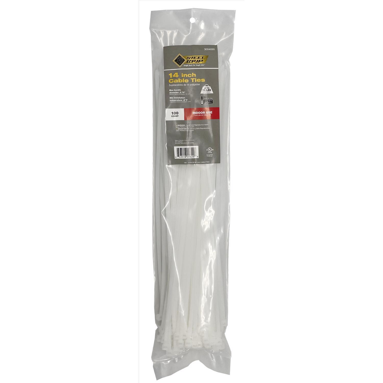 Steel Grip 14 in. L White Cable Tie 100 pk