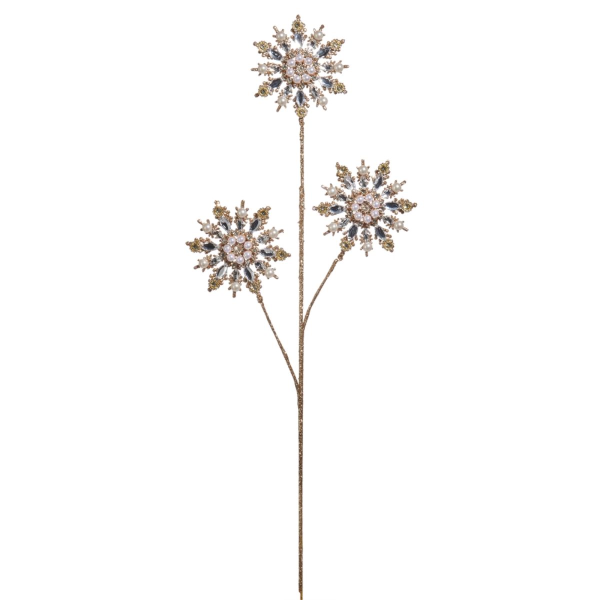 Raz 29.5 in. Gold Pearl Gem Snowflake Spray