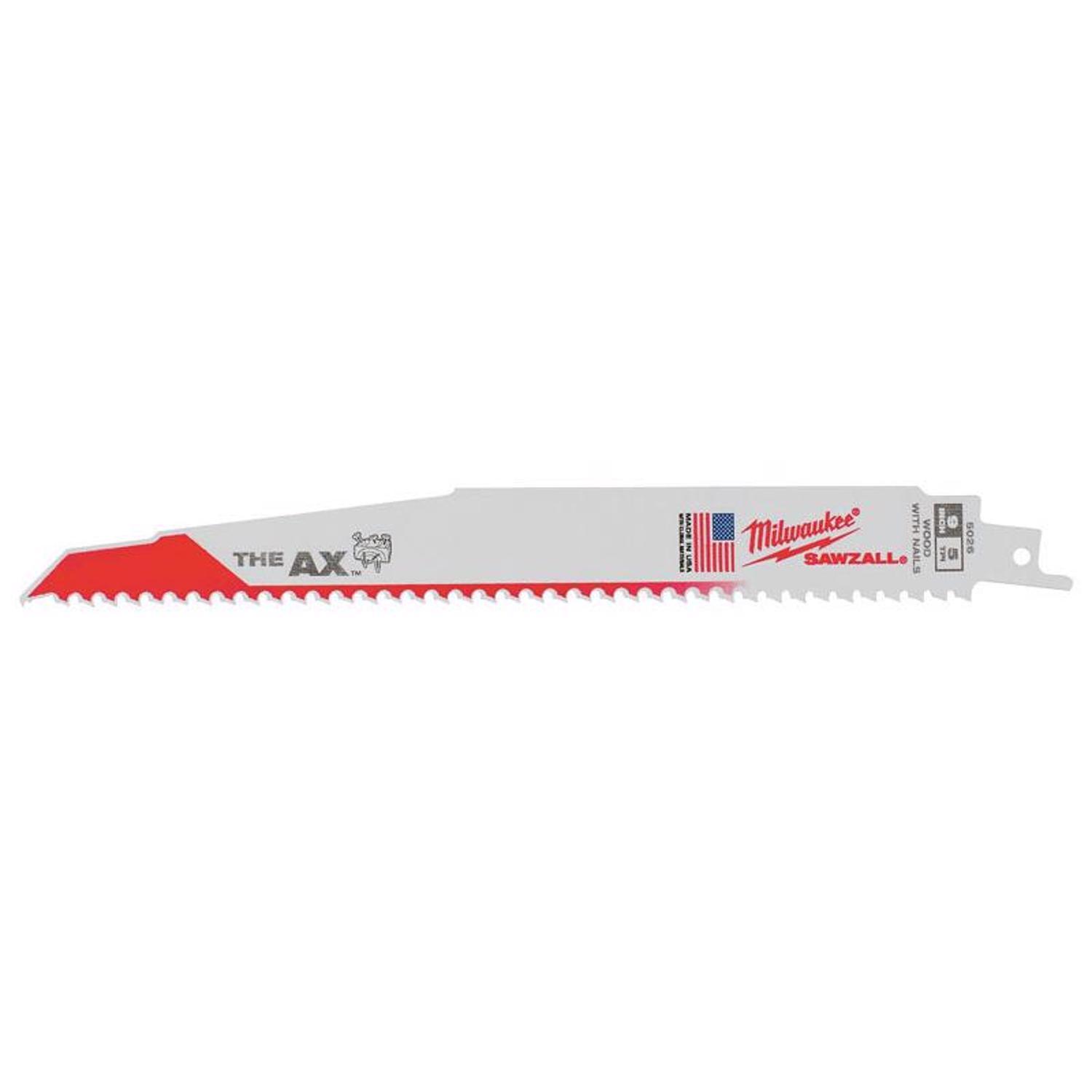 Milwaukee The AX 9 in. Bi-Metal Wood demolition Reciprocating Saw Blade 5 TPI 5 pk