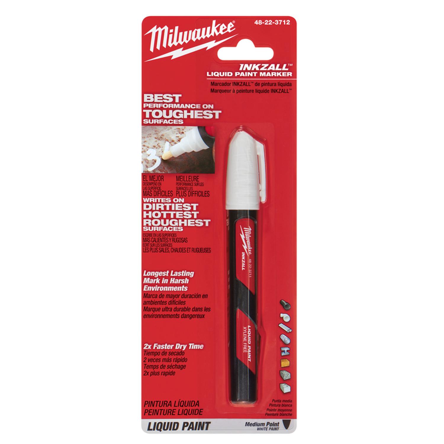 Milwaukee INKZALL White Medium Tip Liquid Paint Marker 1 pk