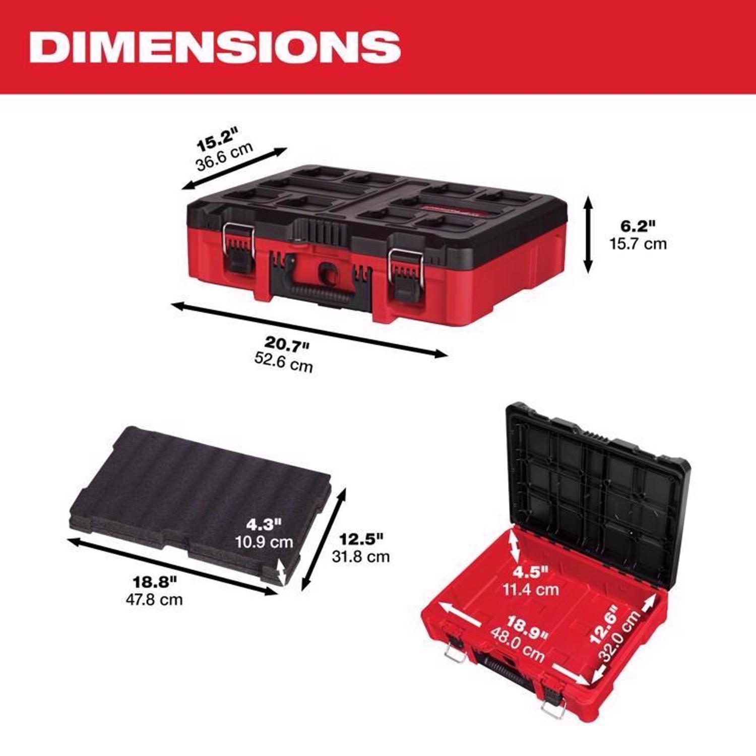 Milwaukee Packout 16 in. Portable Modular Tool Case with Foam Insert Black/Red