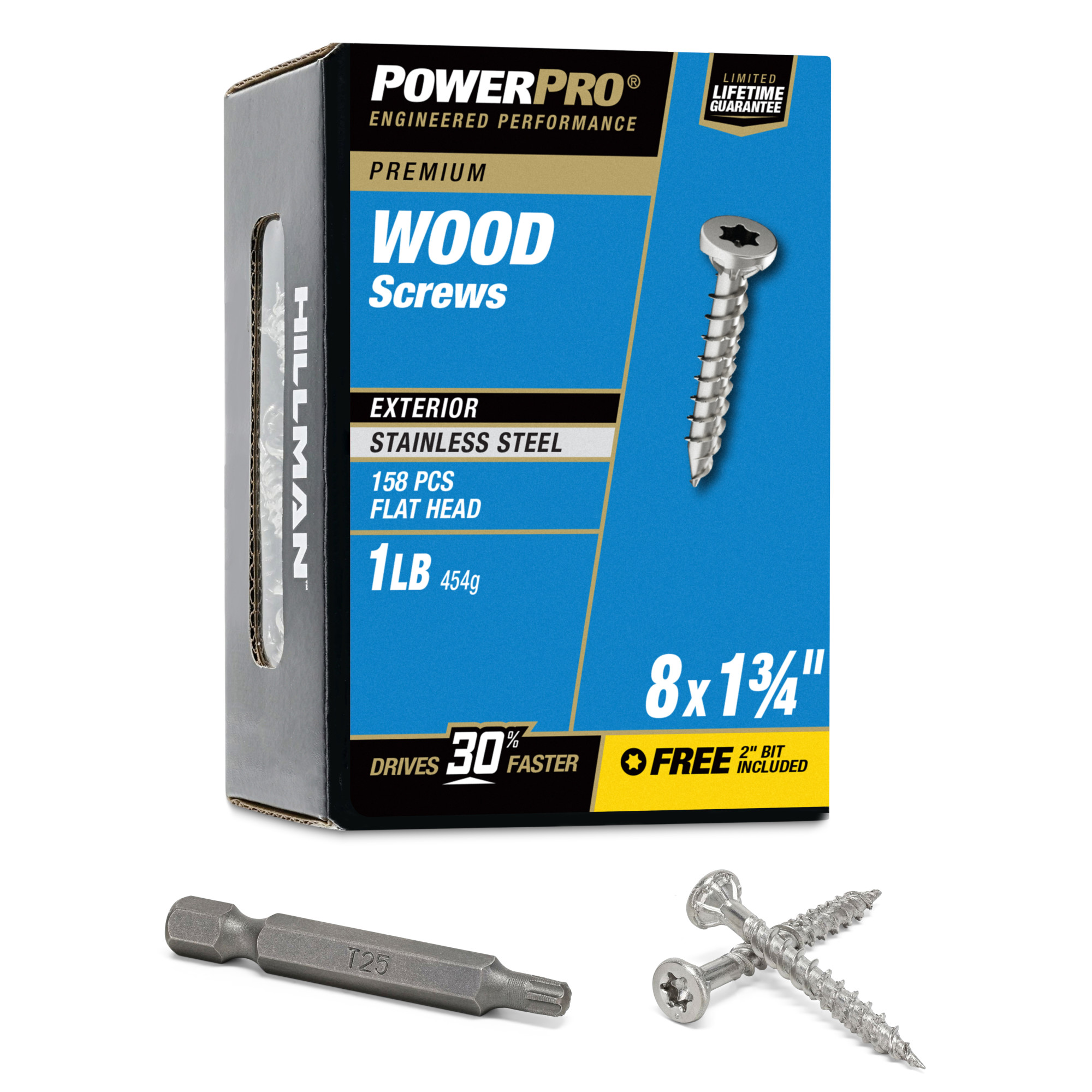 Power Pro Premium 305 Stainless Steel Wood Screws (#8 x 1-3/4 in.) - 158 pc