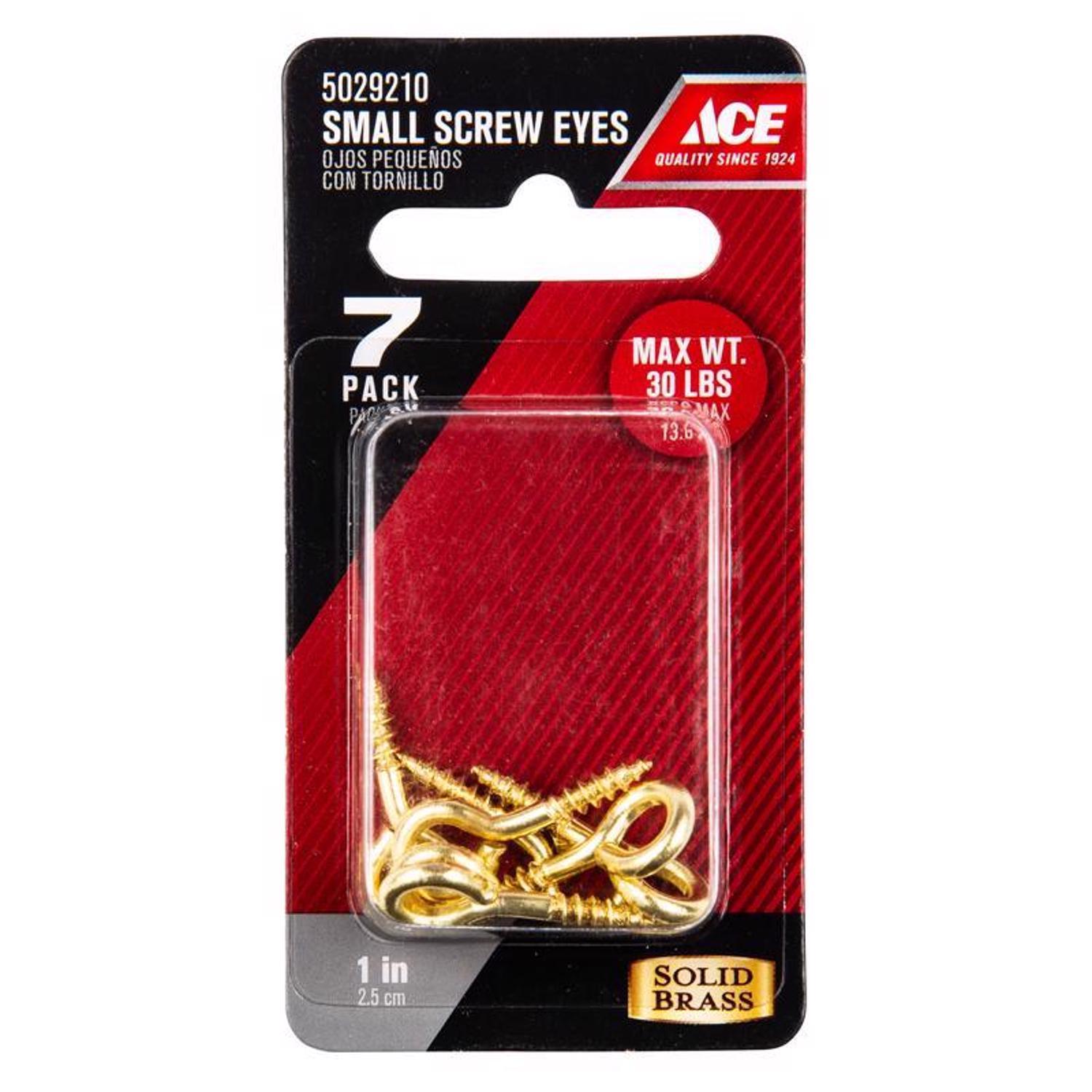Ace 1/8 in. D X 1 in. L Polished Brass Screw Eye 30 lb. cap. 7 pk