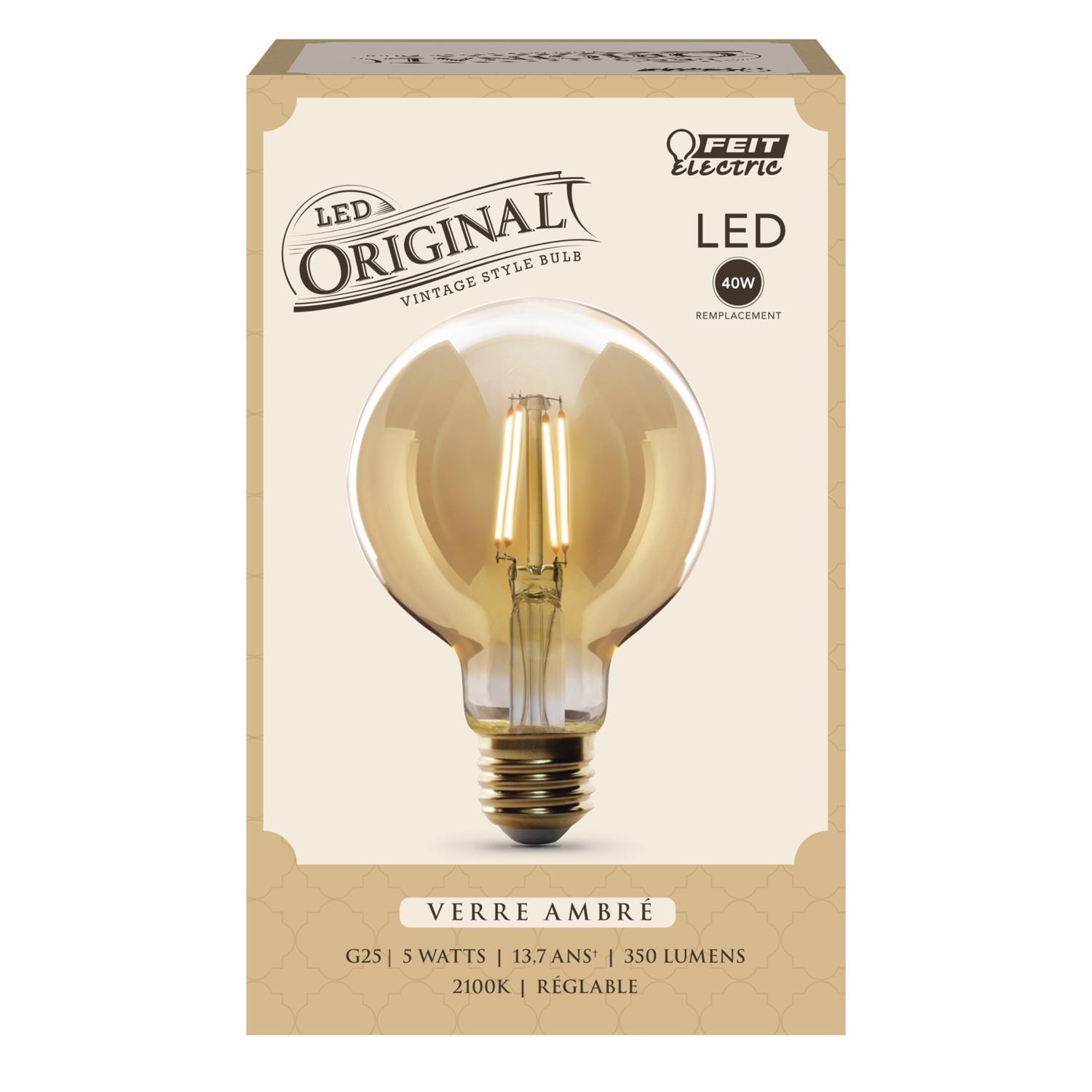 Feit G25 E26 (Medium) LED Bulb Amber 40 Watt Equivalence 1 pk