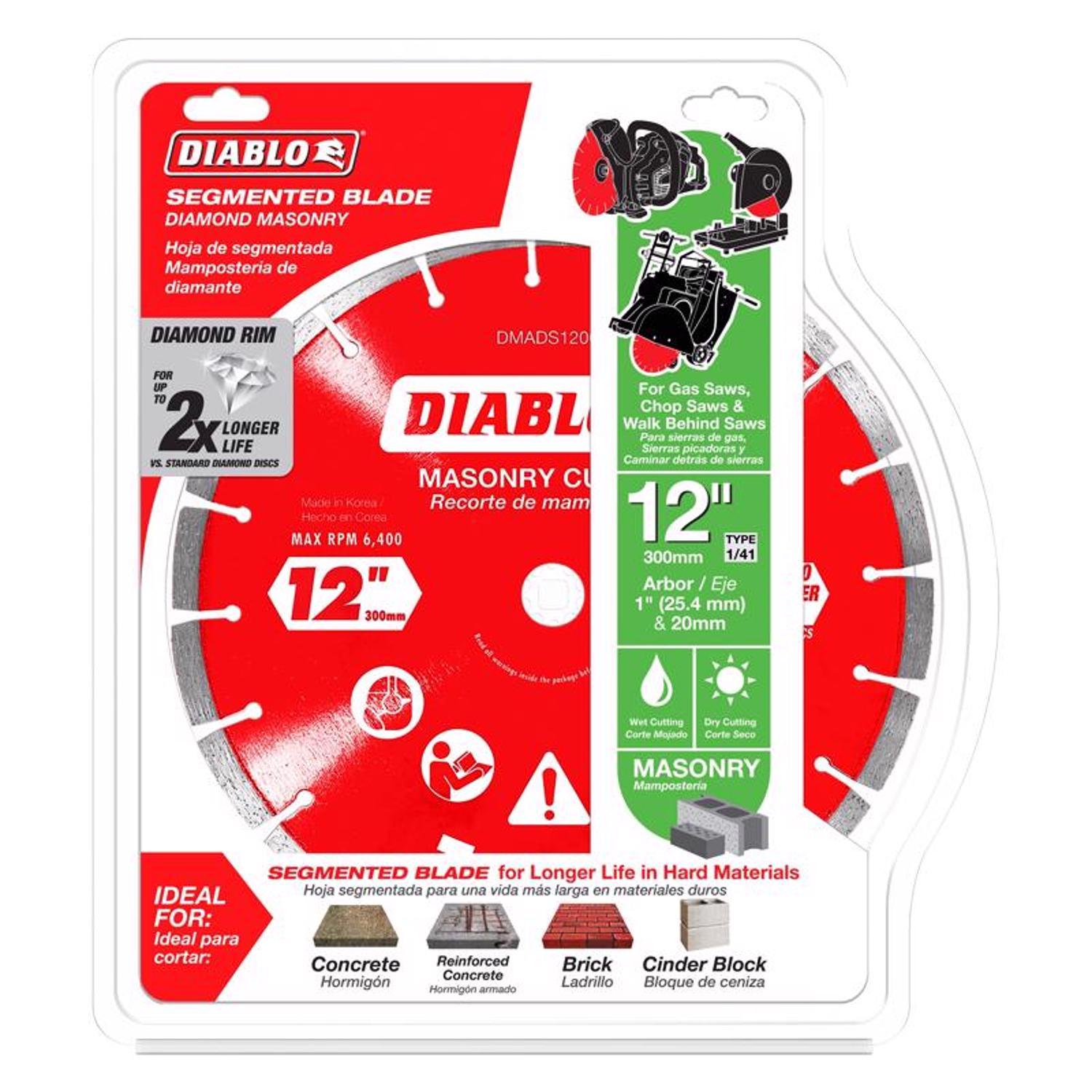 Diablo 12 in. D X 1 in. X.110 in. thick Diamond Segmented Masonry Cut-Off Disc