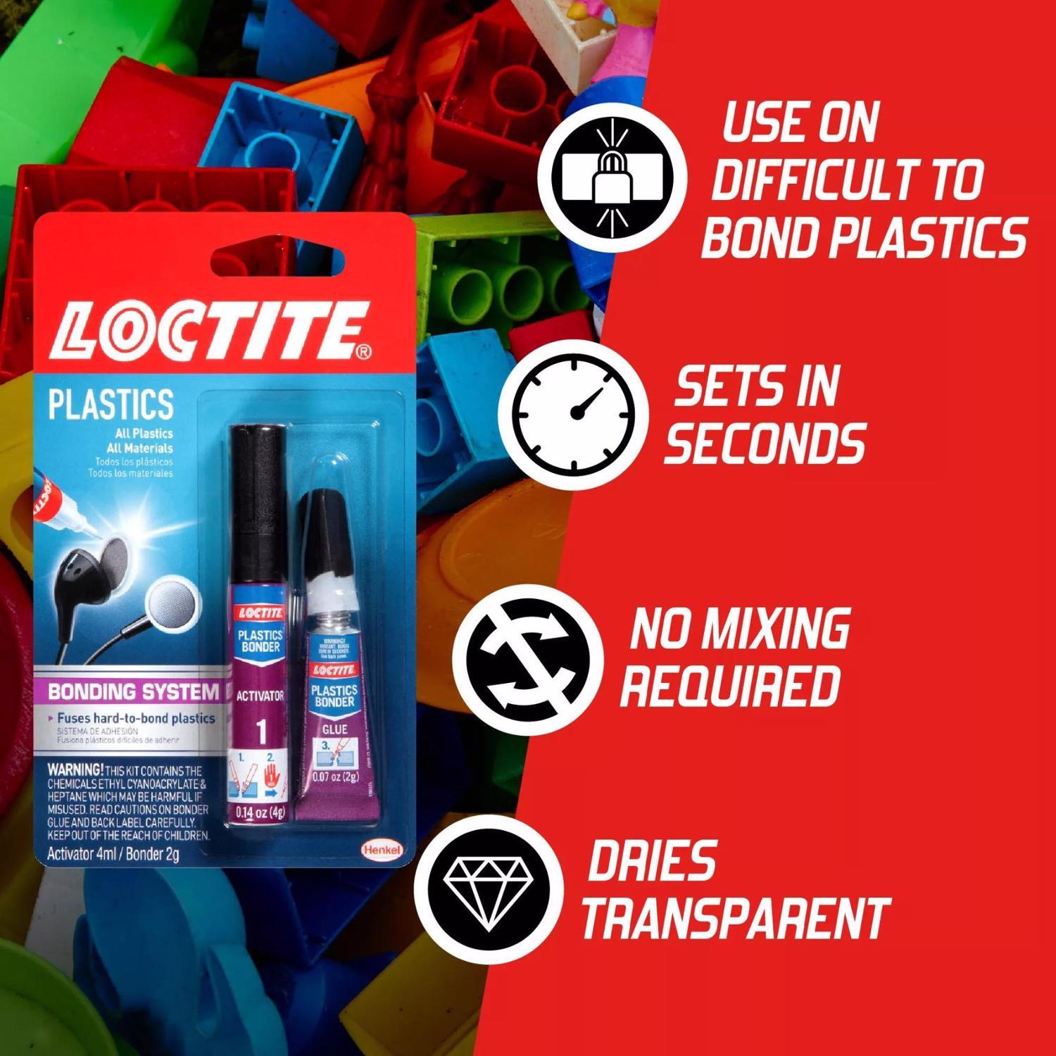 Loctite Plastic Bonding System High Strength Cyanoacrylate Clear Plastic Bonder 4 gm