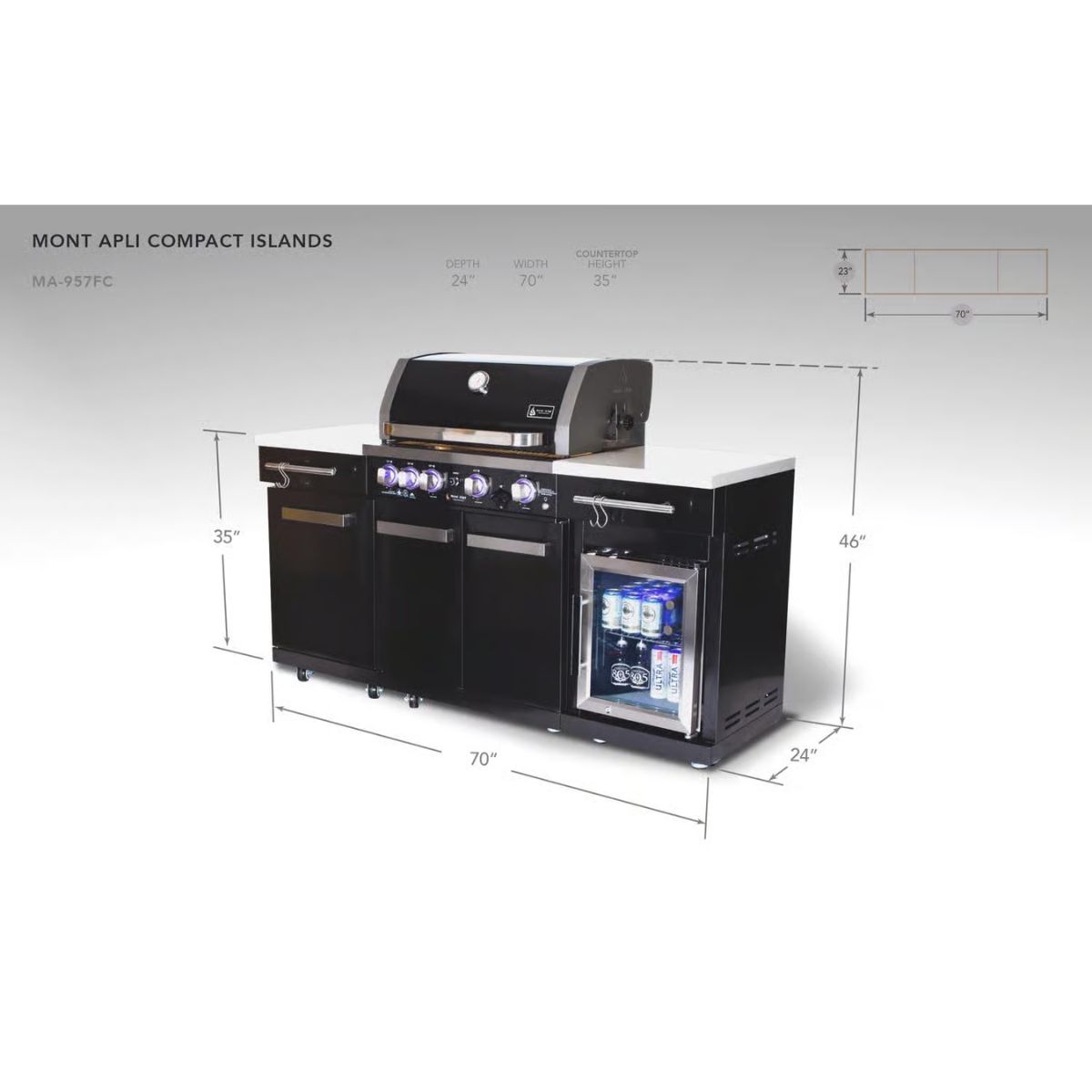 Mont Alpi MA957-FC 4 Burner Natural Gas/Propane Grill Black/Silver