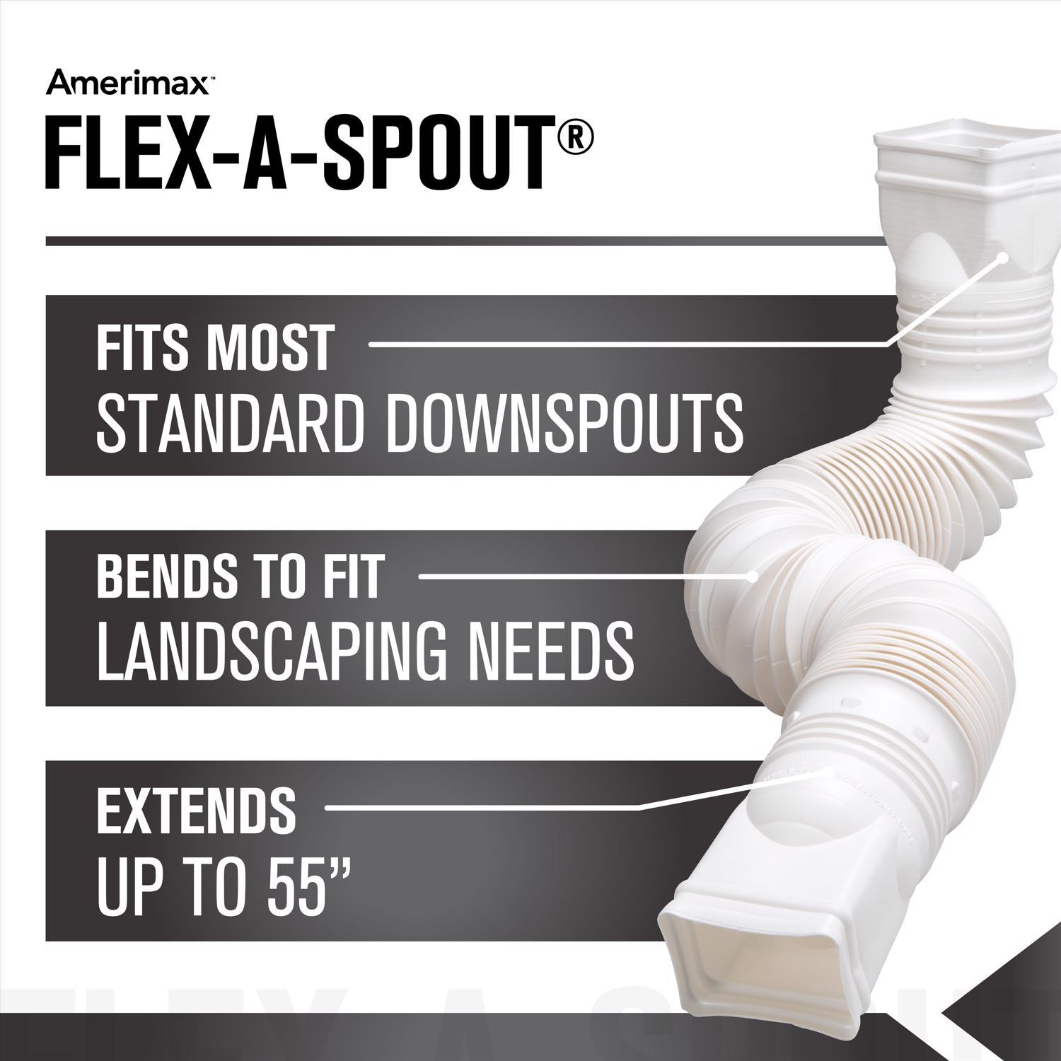 Amerimax Flex-A-Spout 4.5 in. H X 4.5 in. W X 55 in. L White Vinyl Downspout Extension