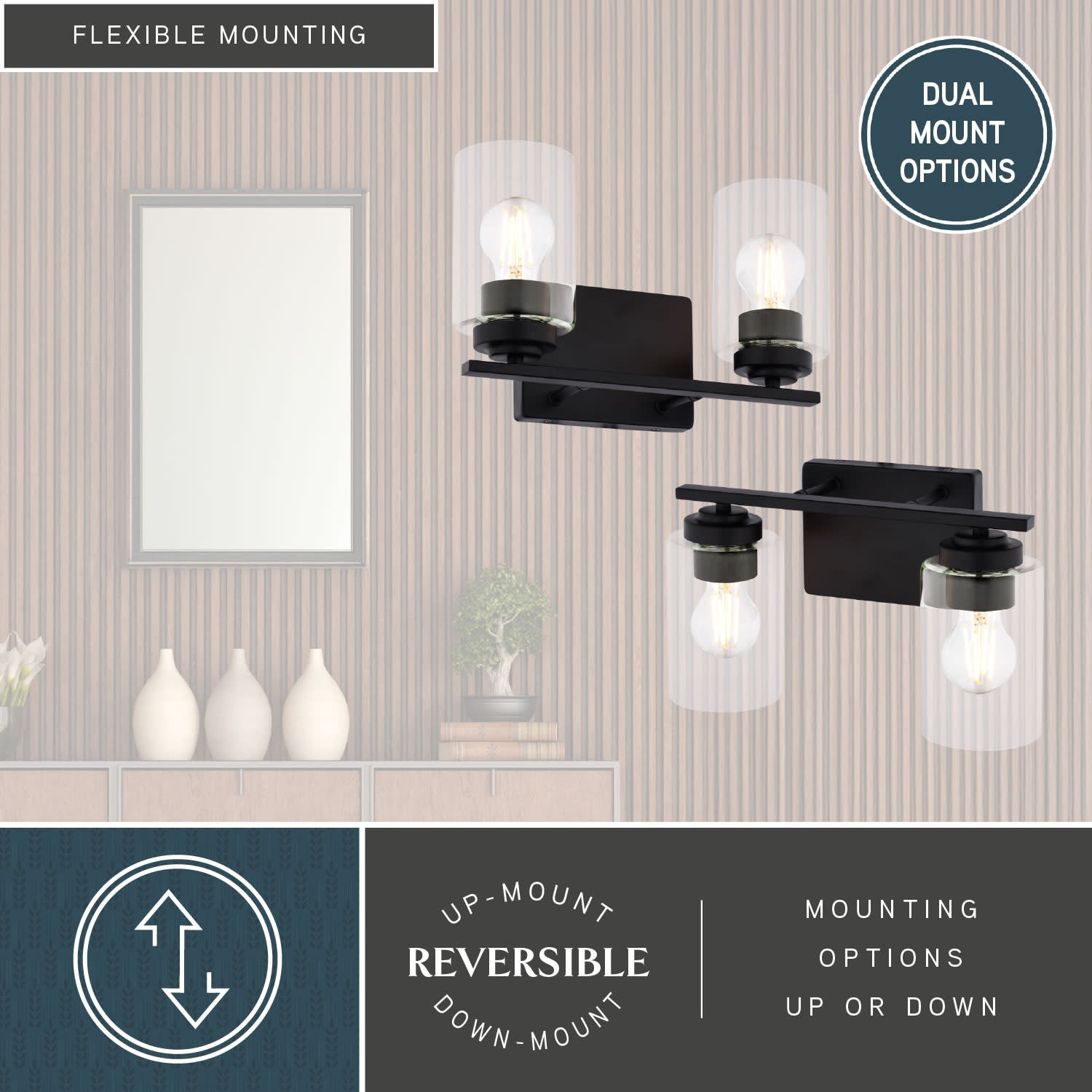 Vaxcel Lighting W0525 Park Ridge 2 Light 13 in.W Vanity Light - Black