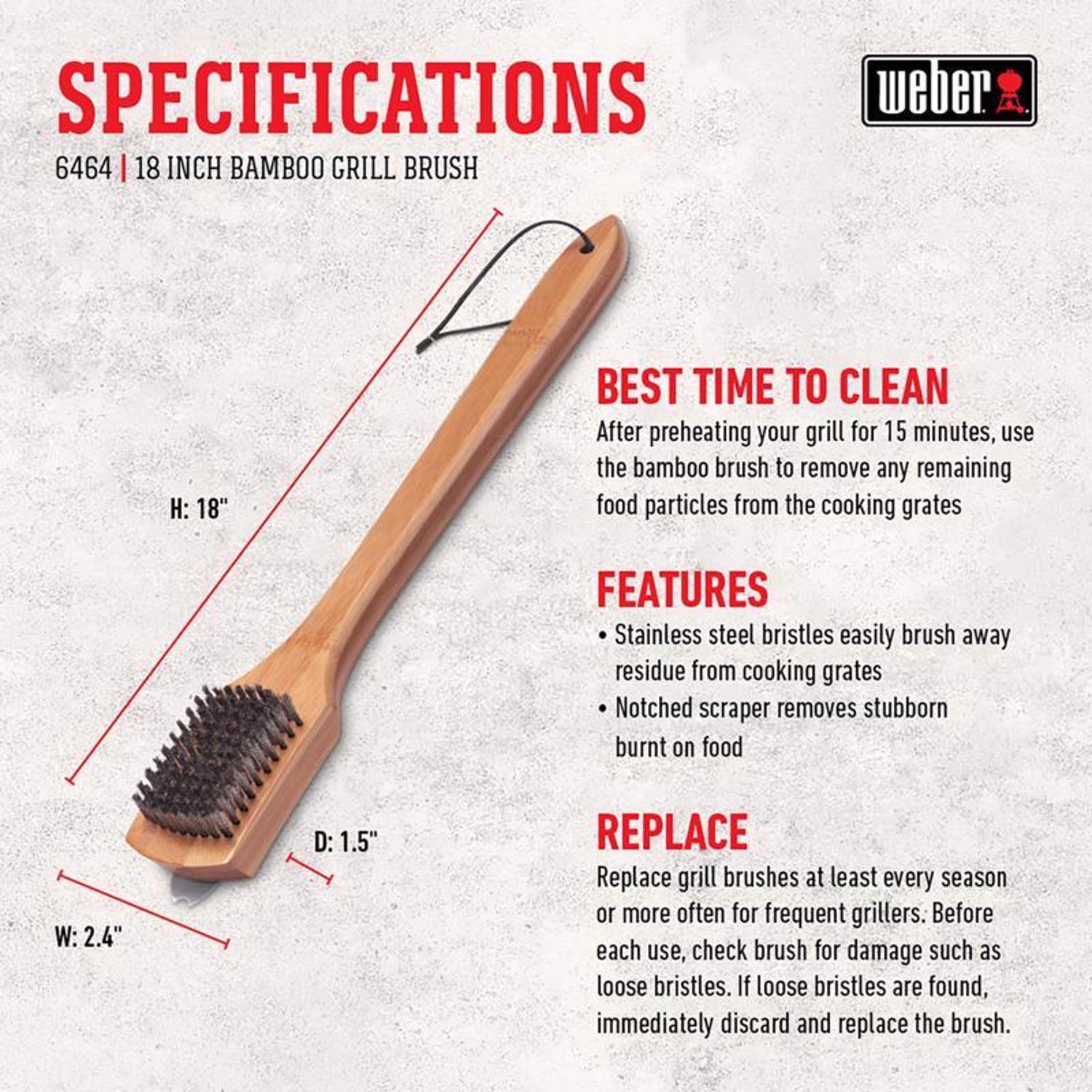 Weber Grill Brush 18 in. H X 1.5 in. L X 2.4 in. W 1 pk