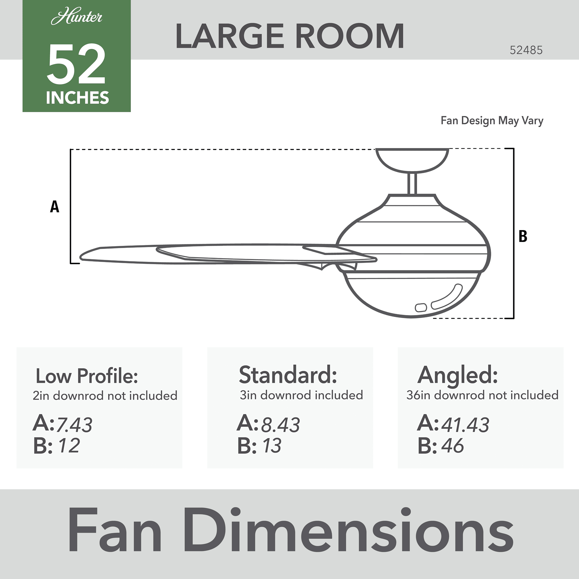 Hunter Fan Anisten 52 inch Matte Black with Matte Black / Dark Gray Oak Blades Ceiling Fan