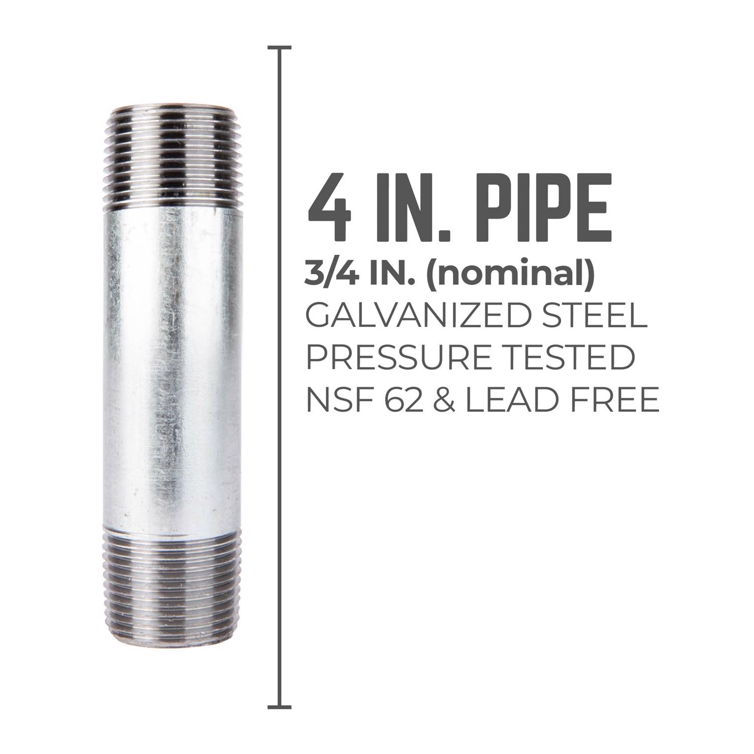 STZ Industries 3/4 in. MIP X 3/4 in. D MIP Galvanized Steel 4 in. L Nipple