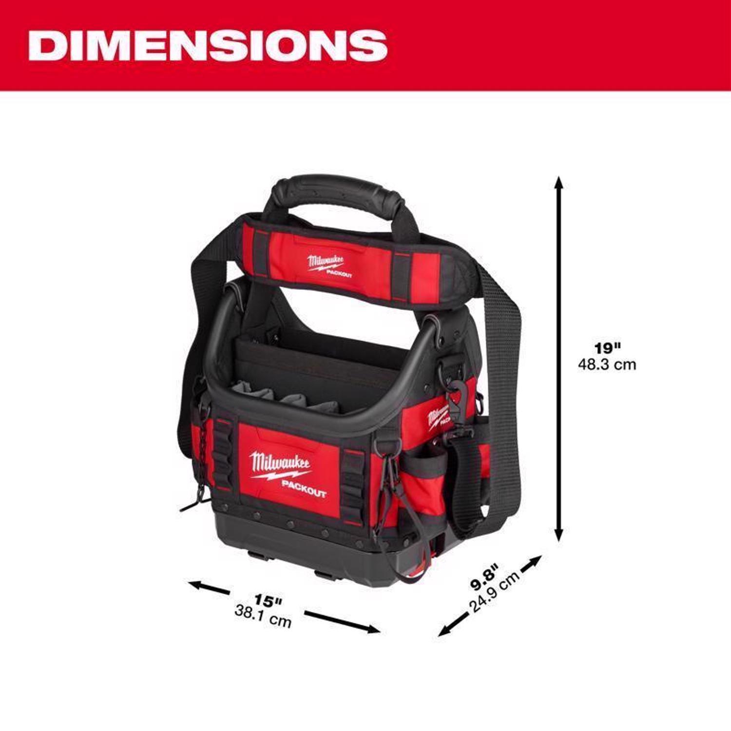 Milwaukee Packout 9.75 in. W X 19 in. H Ballistic Structured Tool Tote 35 pocket Black/Red 1 pc