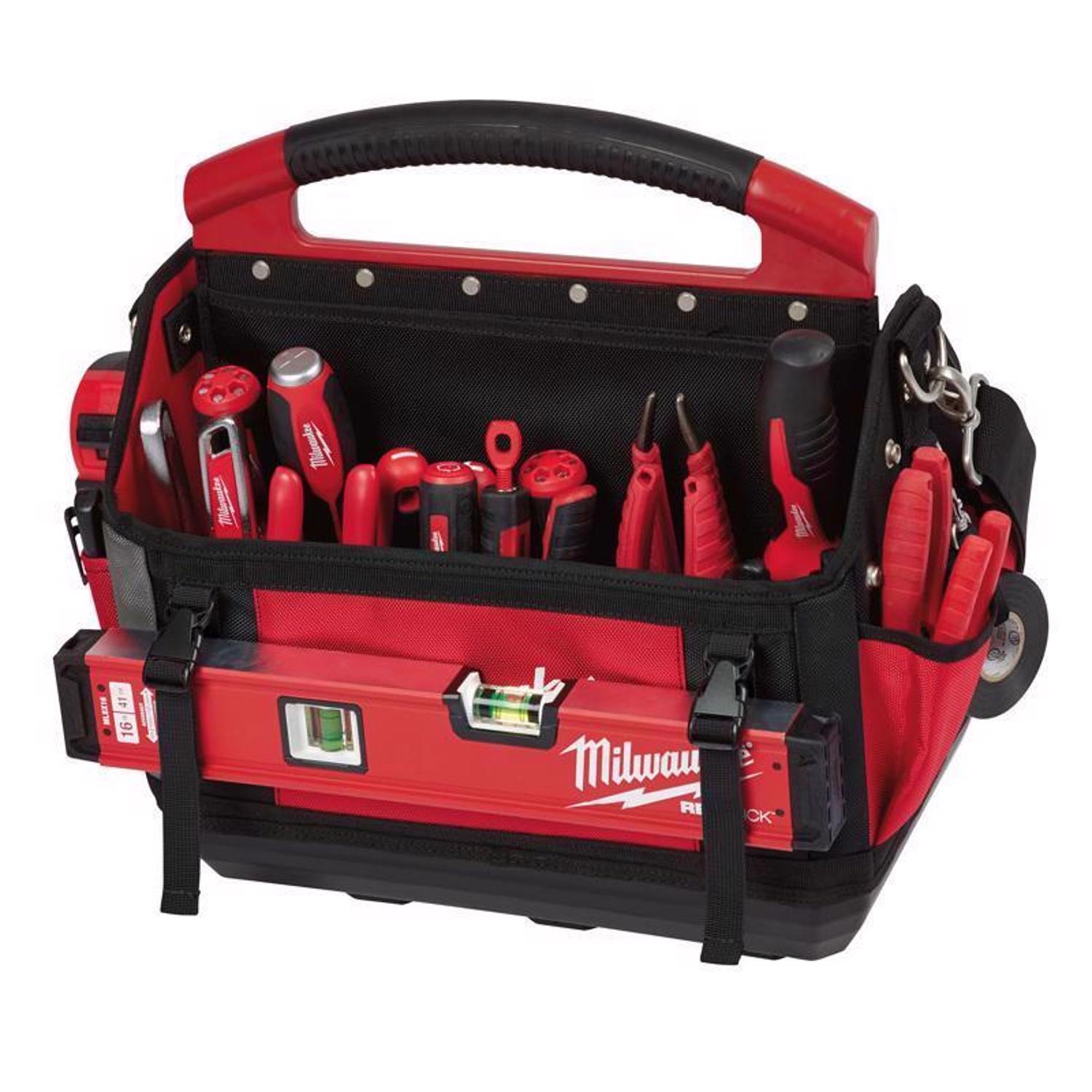 Milwaukee Packout Ballistic Polyester 15" Tool Tote 31 pocket Black/Red 1 pc