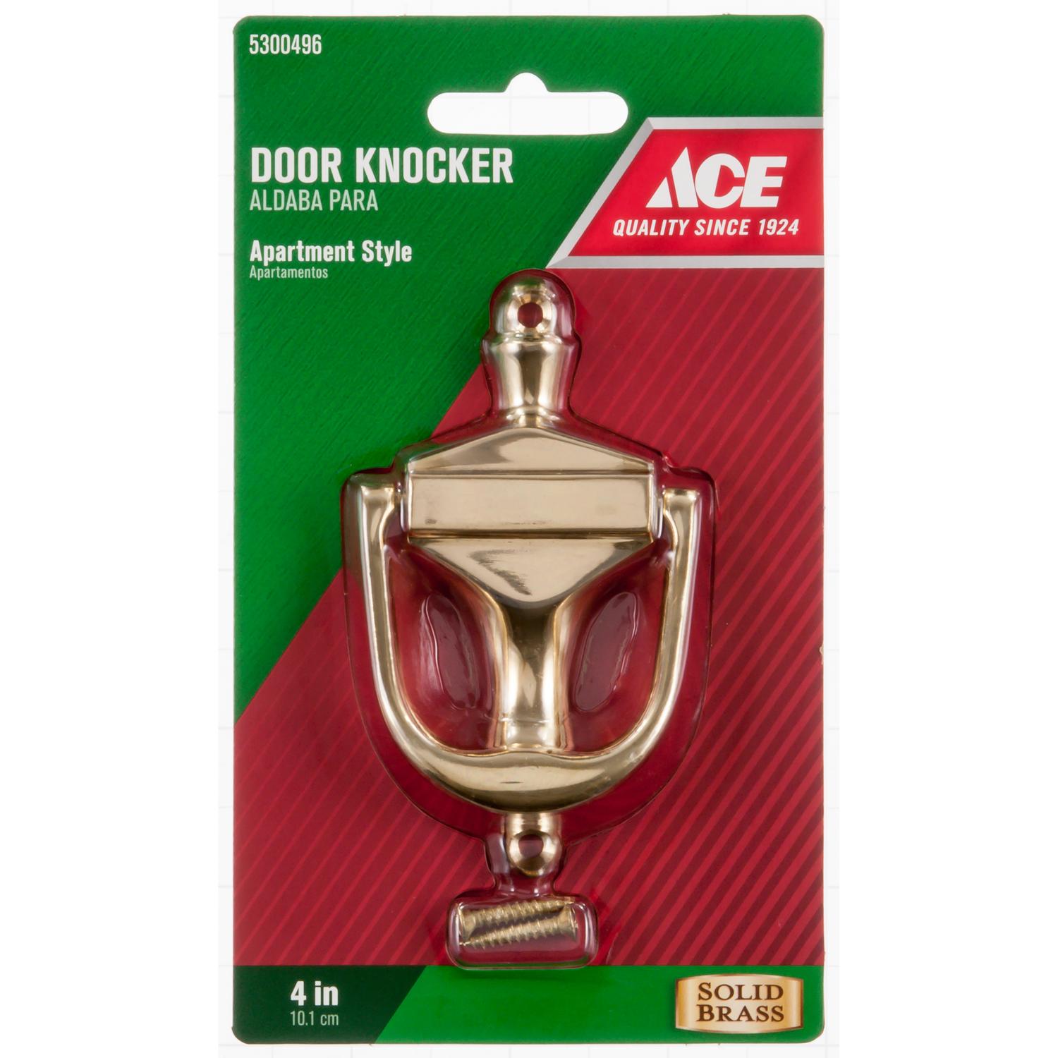 Ace 4 in. L Satin Brass/Black Brass Door Knocker