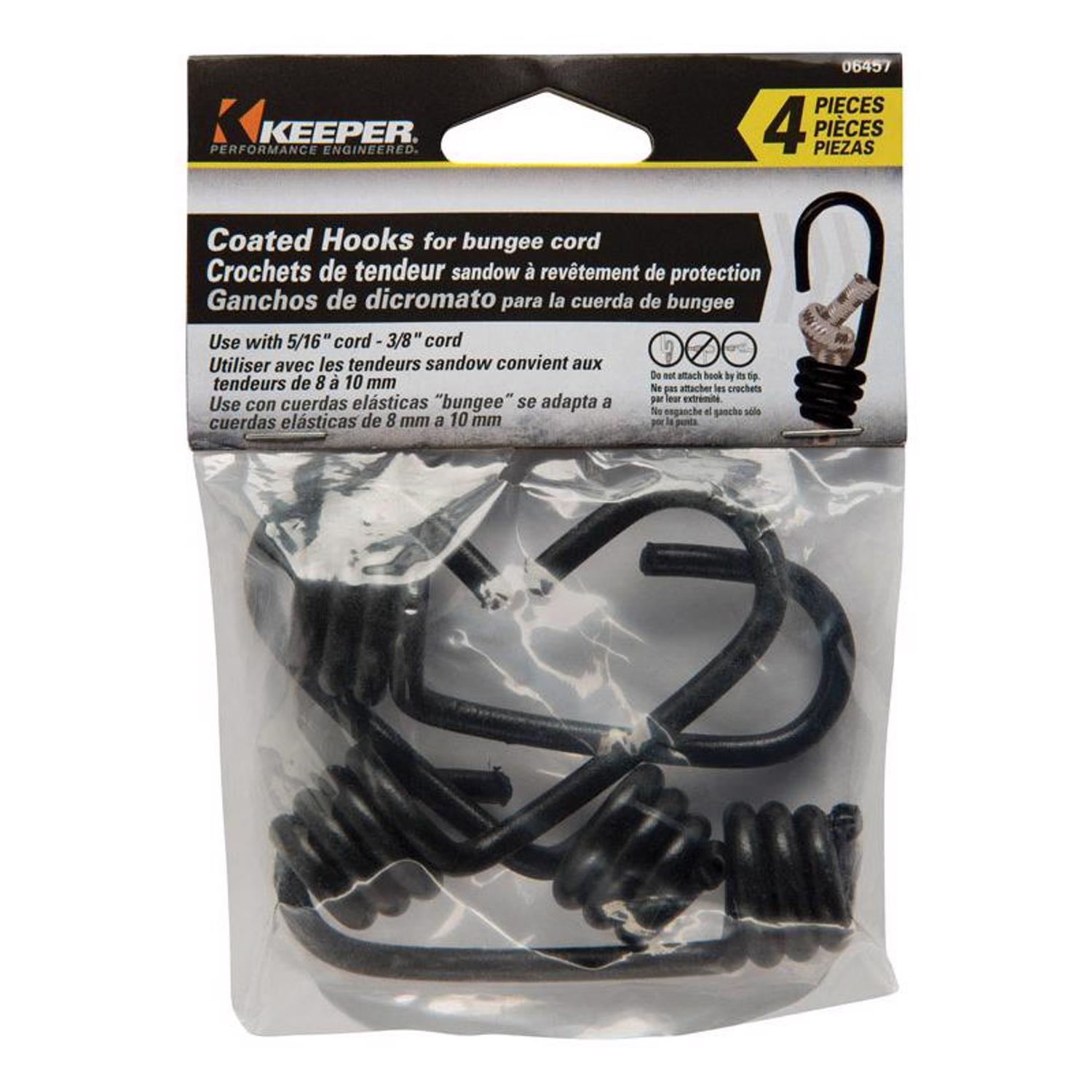 Keeper Black Bungee Cord Hooks 5/16 in. L X 3/8 in. 4 pk