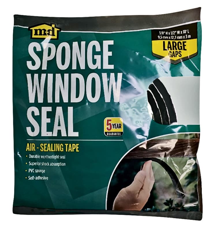 M-D Black Foam Weather Stripping Tape For Doors and Windows 10 ft. L X 3/8 in.