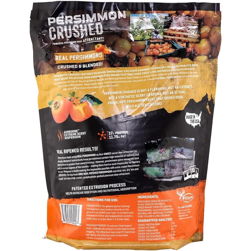 Wildgame Innovations Persimmon Crushed Deer Attractant, 5lb Bag | Powerful Nutritious Long-Lasting Airborne Hunting Attractant with Real Persimmons