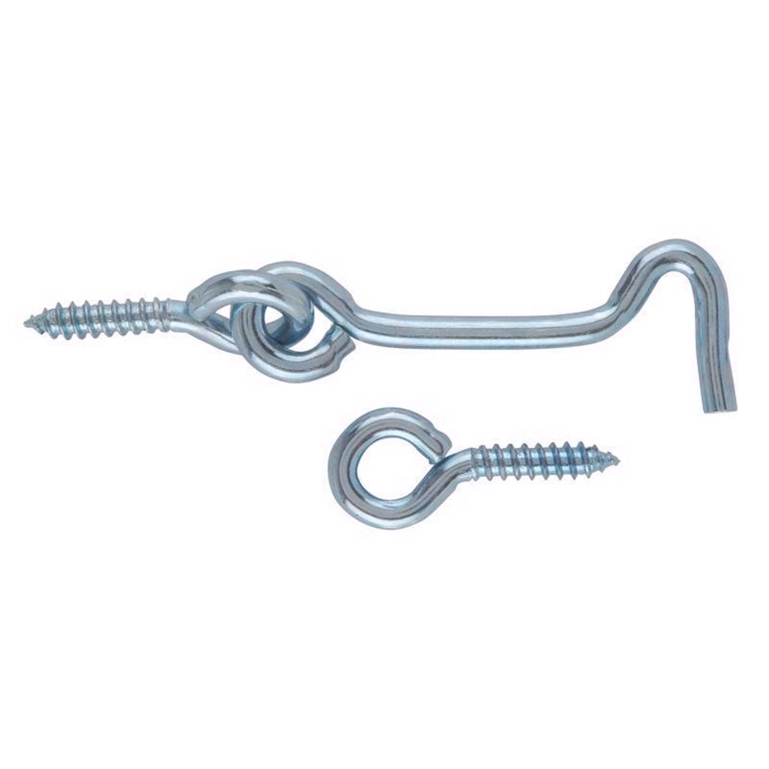Ace Small Zinc-Plated Silver Steel 2 in. L Hook and Eye 2 pk