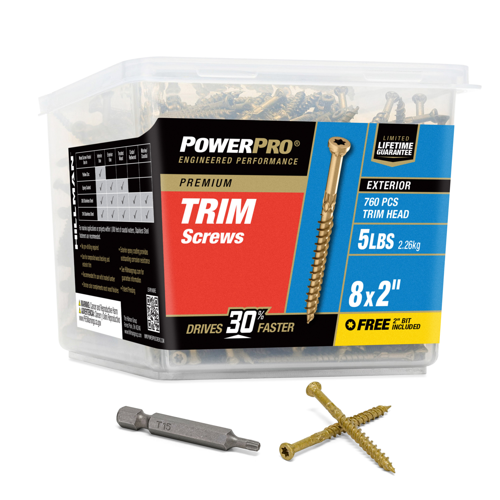 Power Pro&reg; Premium Bronze Exterior Trim Screws (#8 x 2 in.) - 760 pc