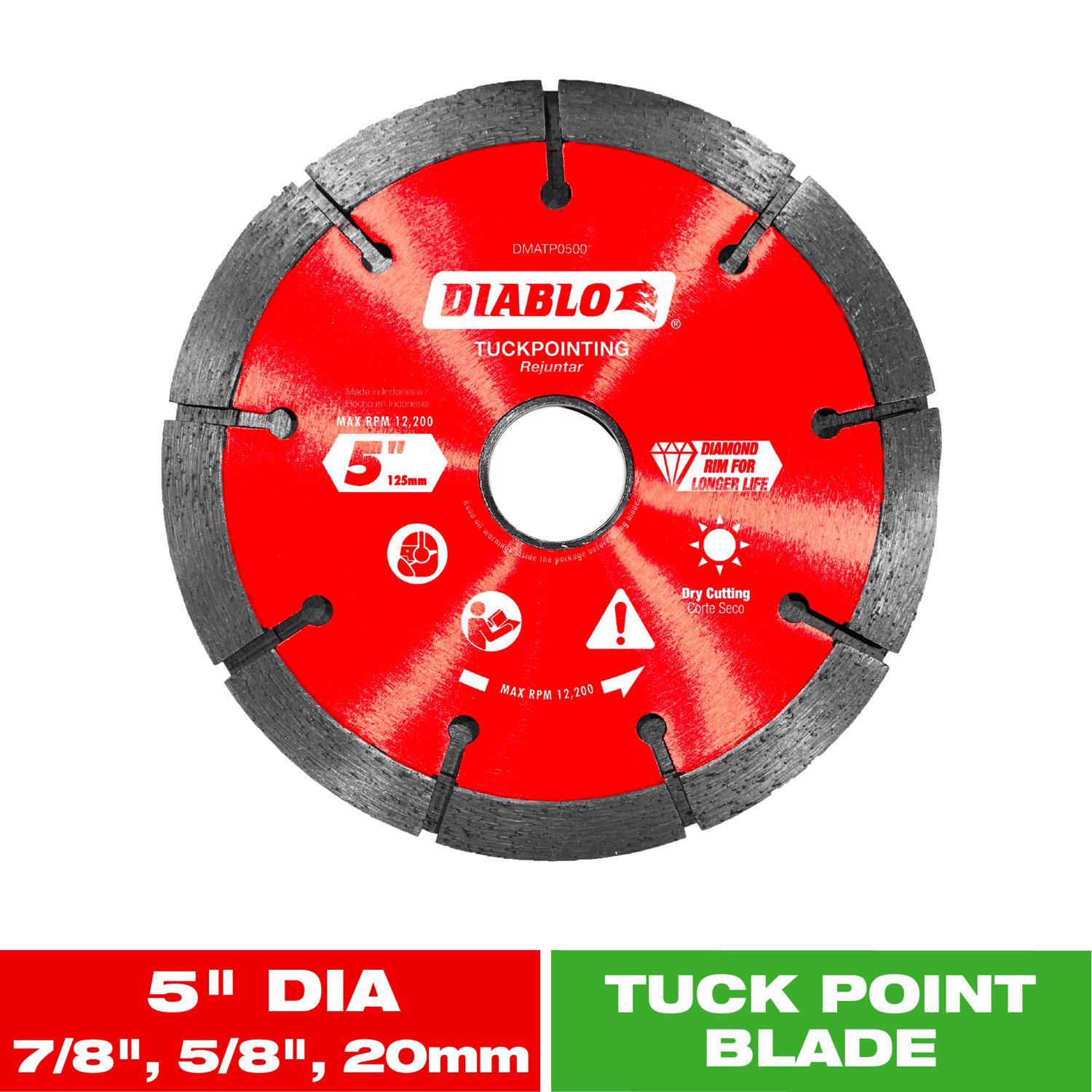 Diablo 5 in. D X 7/8 in. X.240 in. thick Diamond Tuck Point Masonry Cut-Off Wheel 1 pk