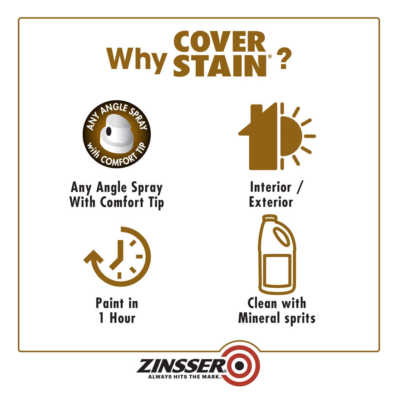 Zinsser Cover Stain White Flat Oil-Based Alkyd Spray Primer and Sealer 13 oz