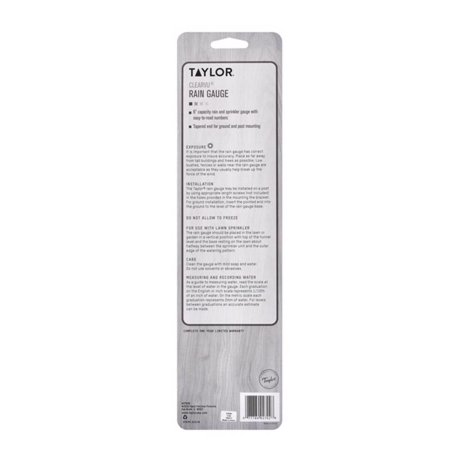 Taylor ClearVu Rain Gauge/Sprinkler Ground 1.18 in. W X 2.76 in. L
