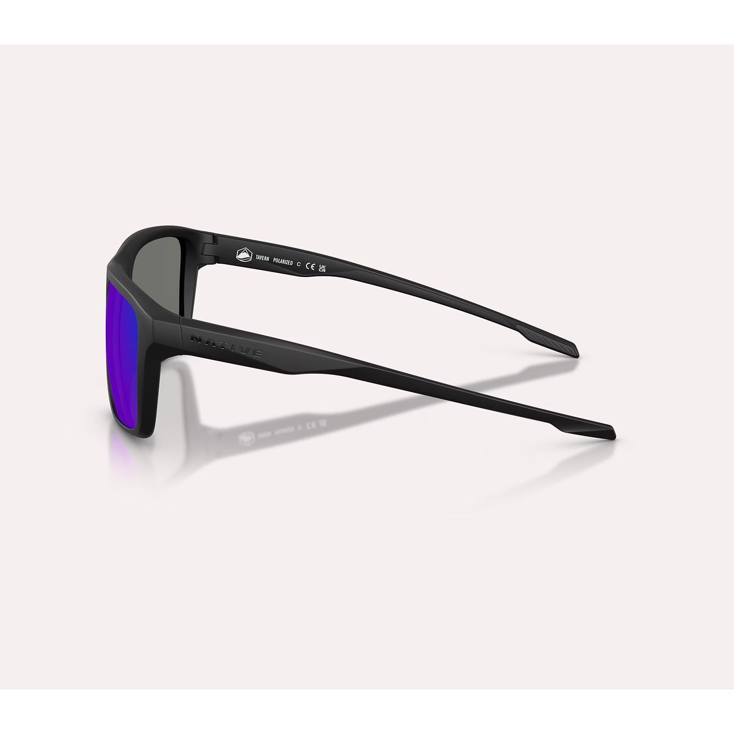 Native Tavern Sunglasses Men's Matte Black Frame Blue Reflex Lens Polarized Blue Light Blocking