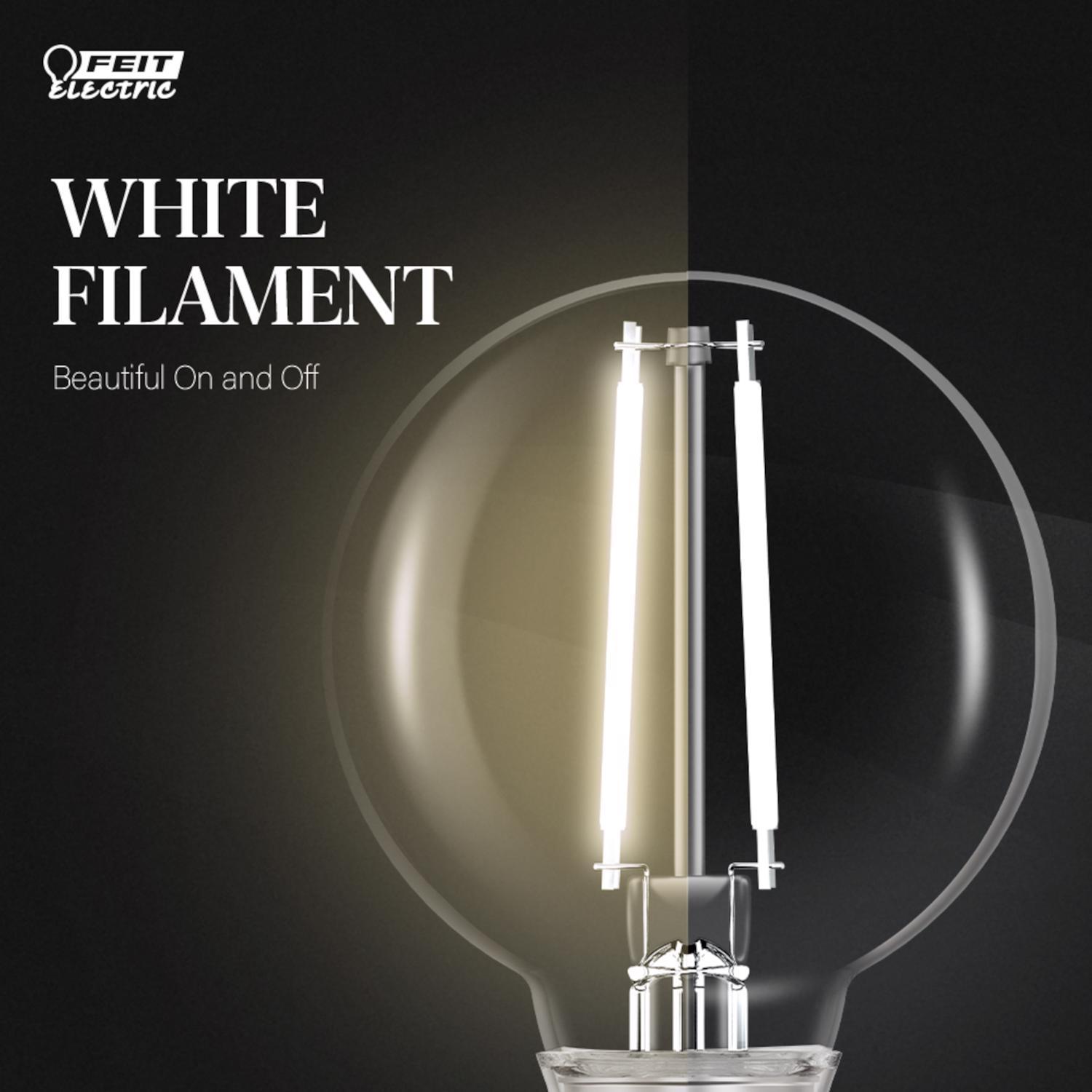 Feit White Filament G25 E26 (Medium) Filament LED Bulb Daylight 40 Watt Equivalence 3 pk