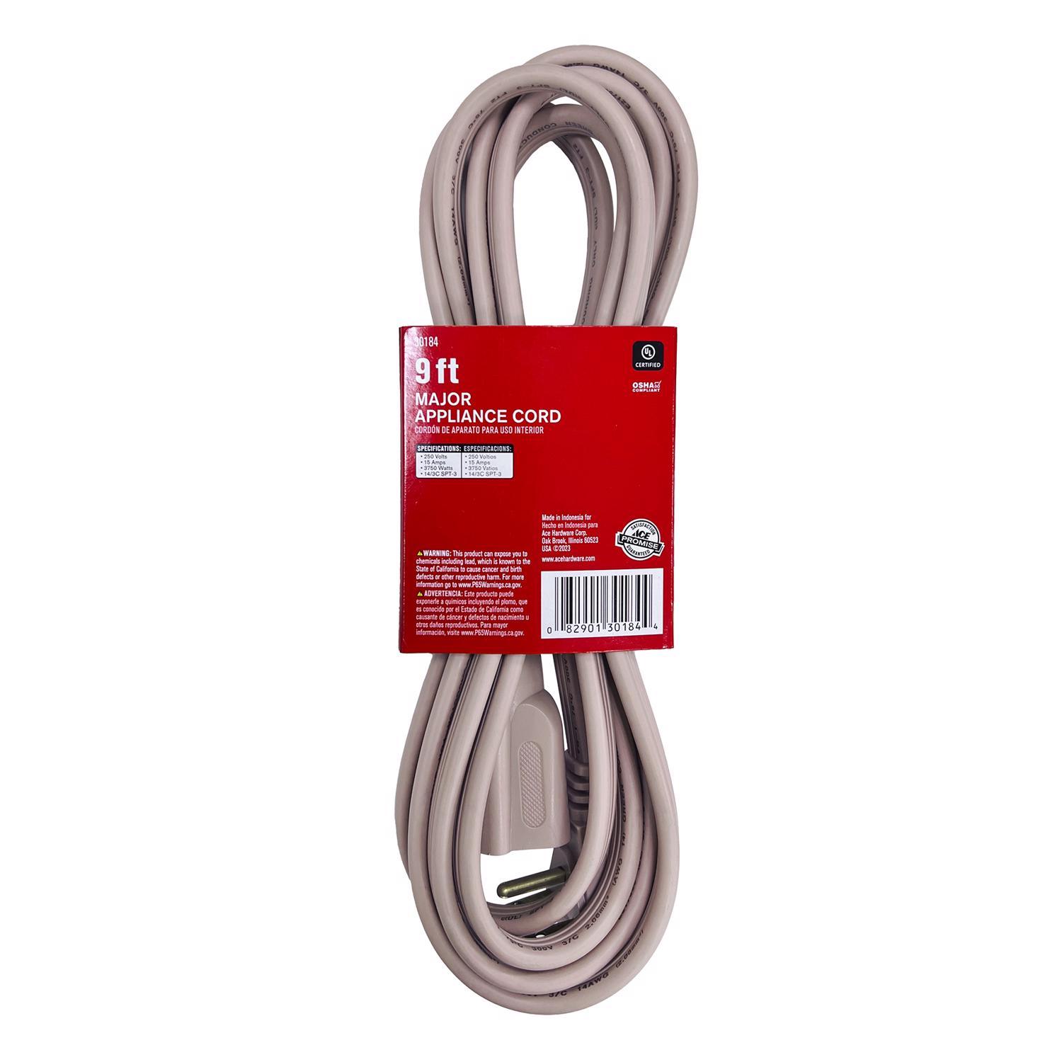 Ace 14/3 SPT-3 250 V 9 ft. L Appliance Cord