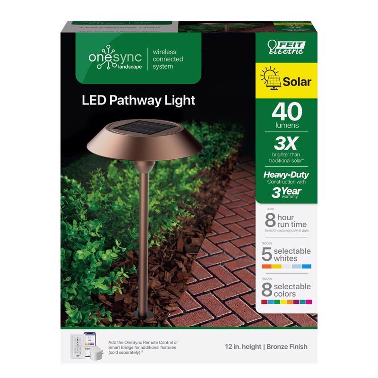 Feit OneSync Bronze Solar Powered 0.4 W LED Pathway Light 1 pk