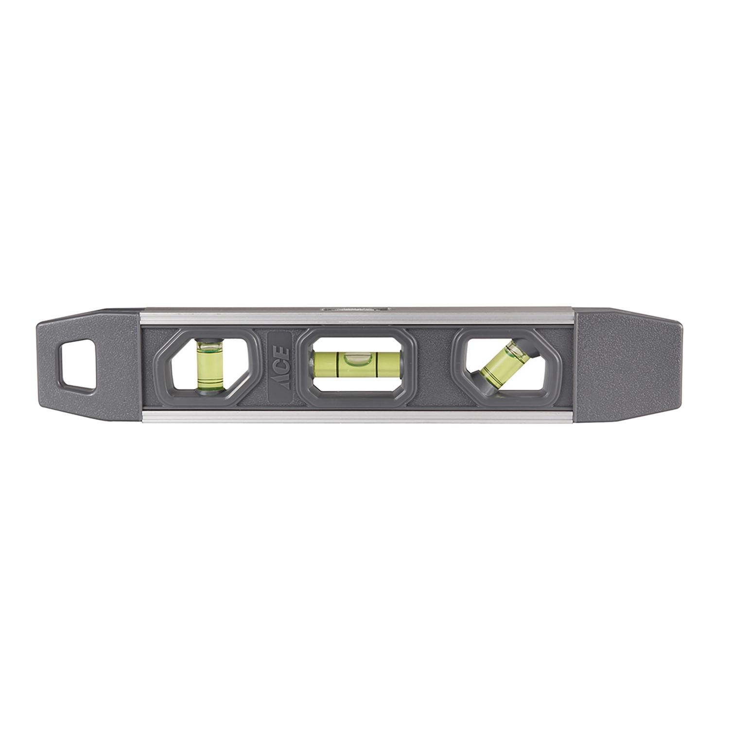 Ace 9 in. Aluminum Magnetic Shock-Resistant Torpedo Level 3 vial