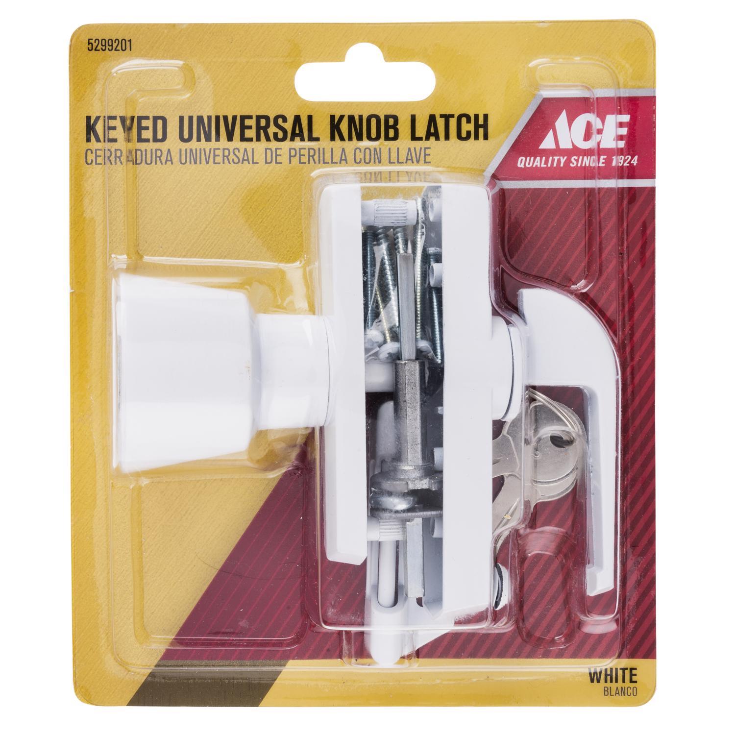 Ace Polished White Metal Keyed Universal Knob Latch 1 pk