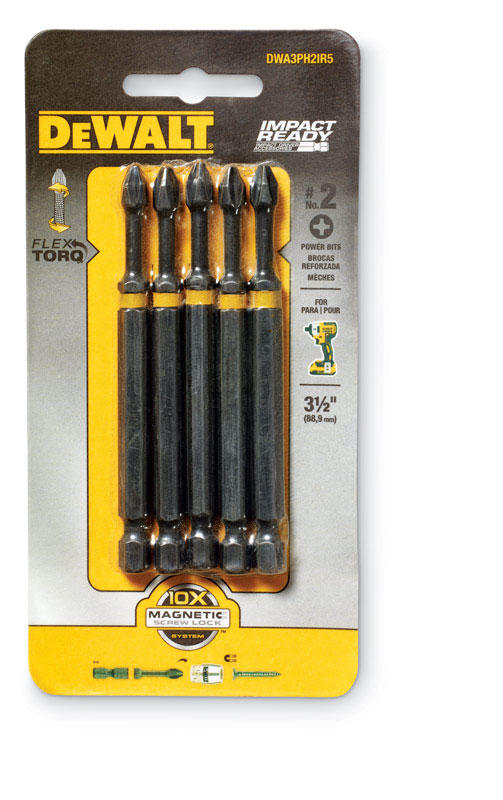 DeWalt Impact Ready Phillips #2 X 3-1/2 in. L Screwdriver Bit 5 pc