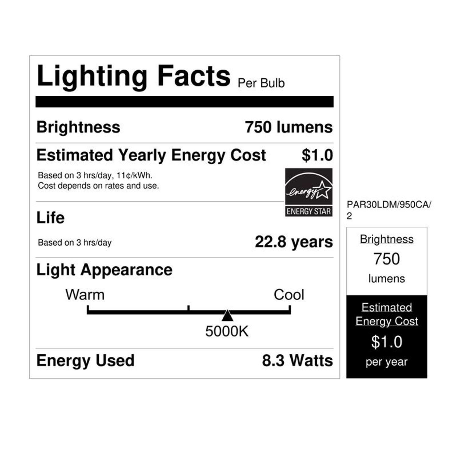 Feit Enhance PAR30 E26 (Medium) LED Bulb Daylight 75 Watt Equivalence 2 pk
