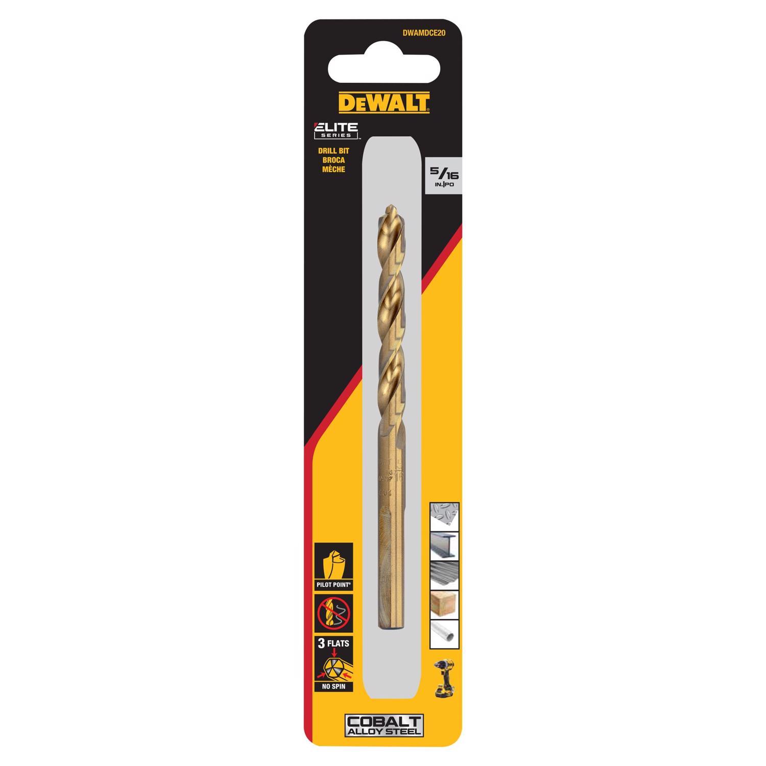 DeWalt 5/16 in. X 4 1/2 in. L Cobalt Steel Pilot Point Drill Bit Round Shank 1 pc