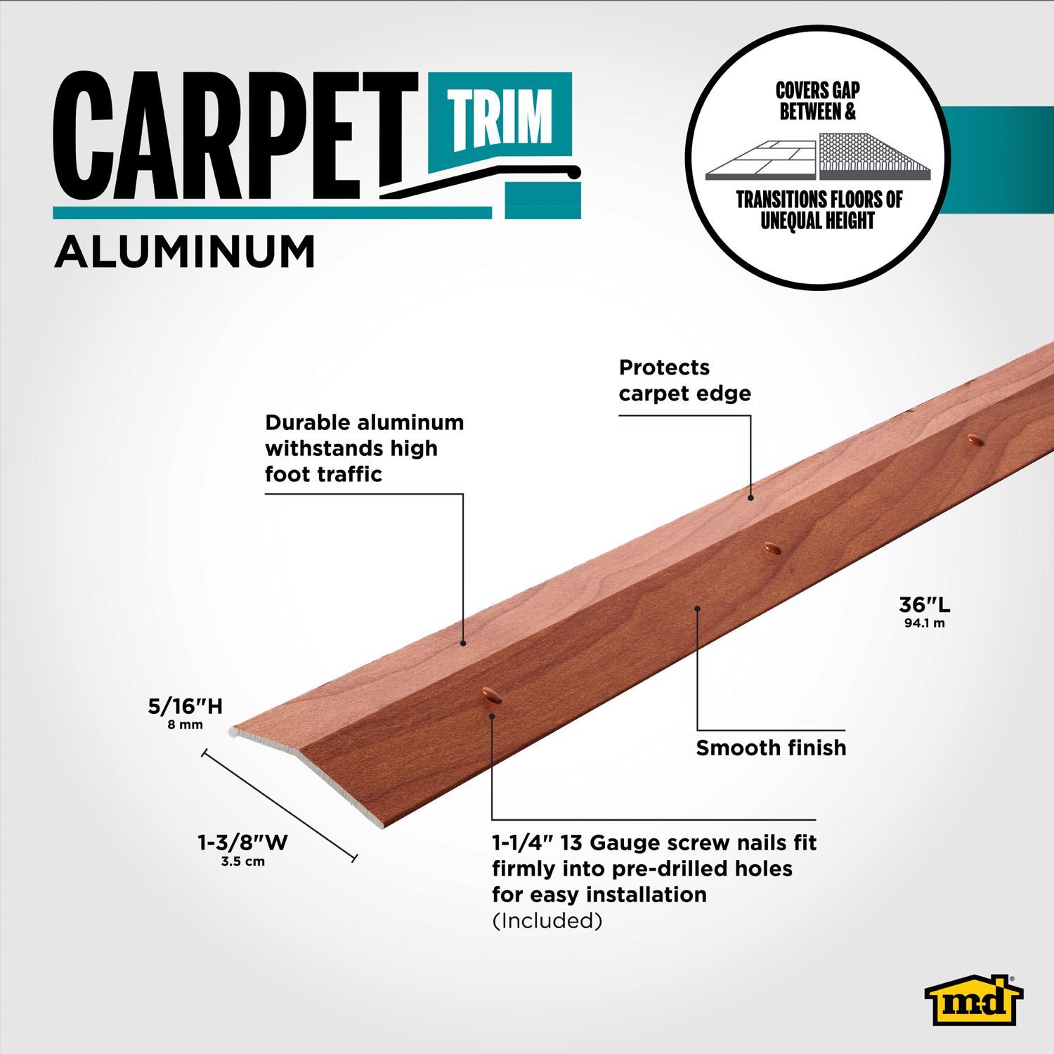 M-D Building Products METAL DECOR 0.3 in. H X 1.38 in. W X 36 in. L Cherry Aluminum Carpet Trim