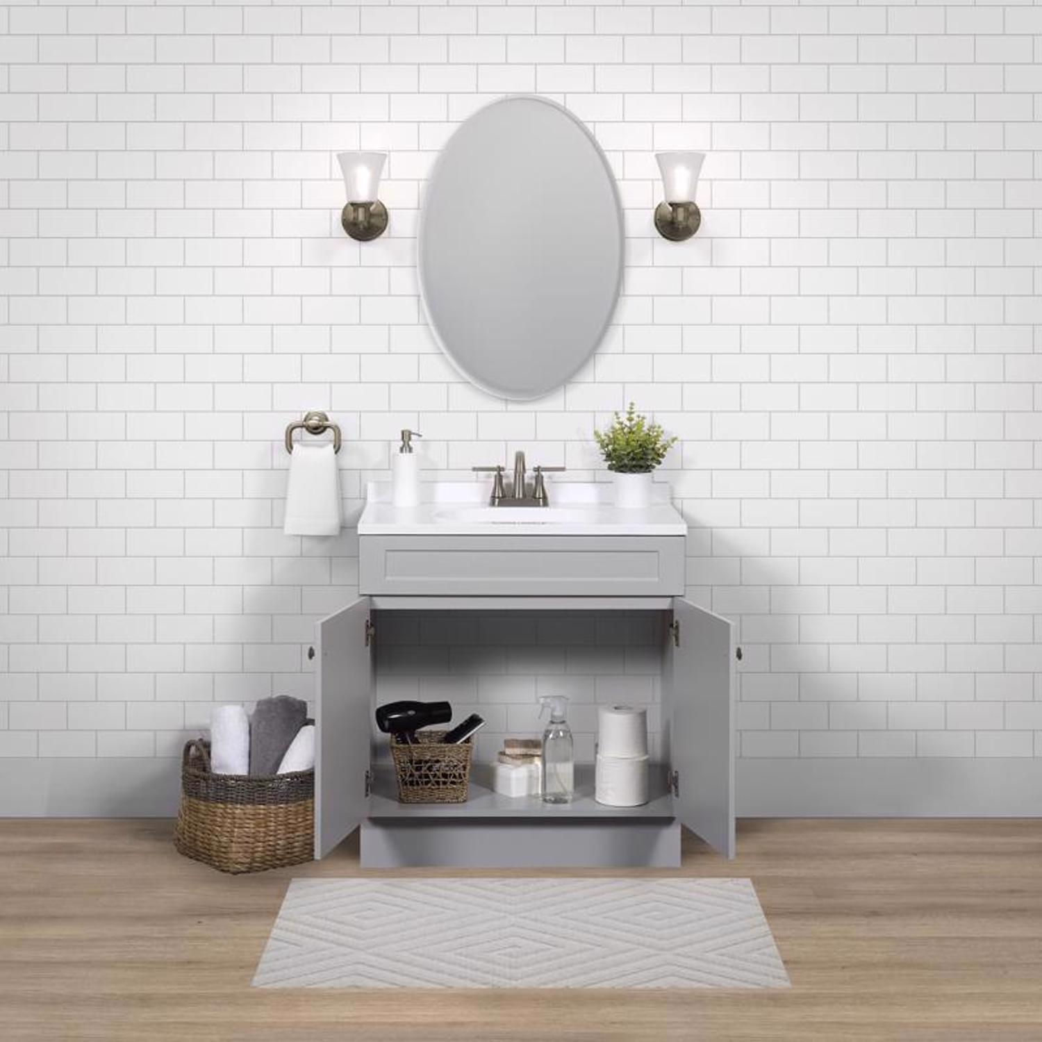 Zenna Home Single Gray Bathroom Vanity 30 in. W X 18 in. D X 35 in. H