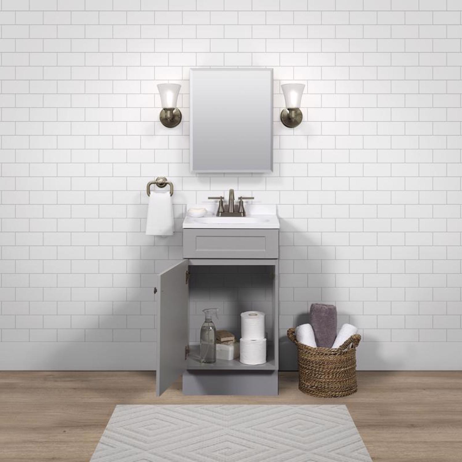 Zenna Home Single Gray Bathroom Vanity 18 in. W X 16 in. D X 35 in. H