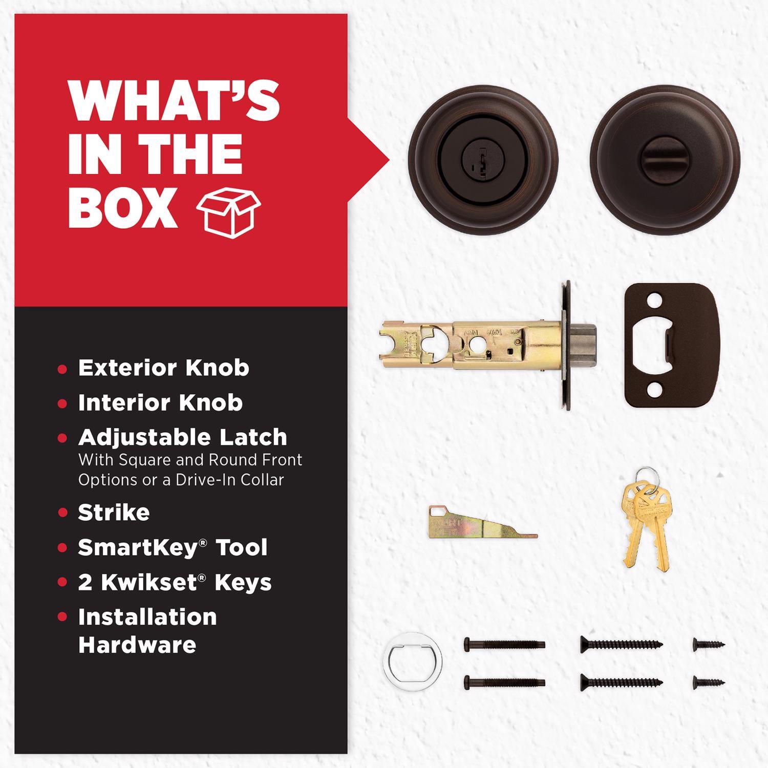 Kwikset SmartKey Juno Venetian Bronze Entry Door Knob KW1 1-3/4 in.