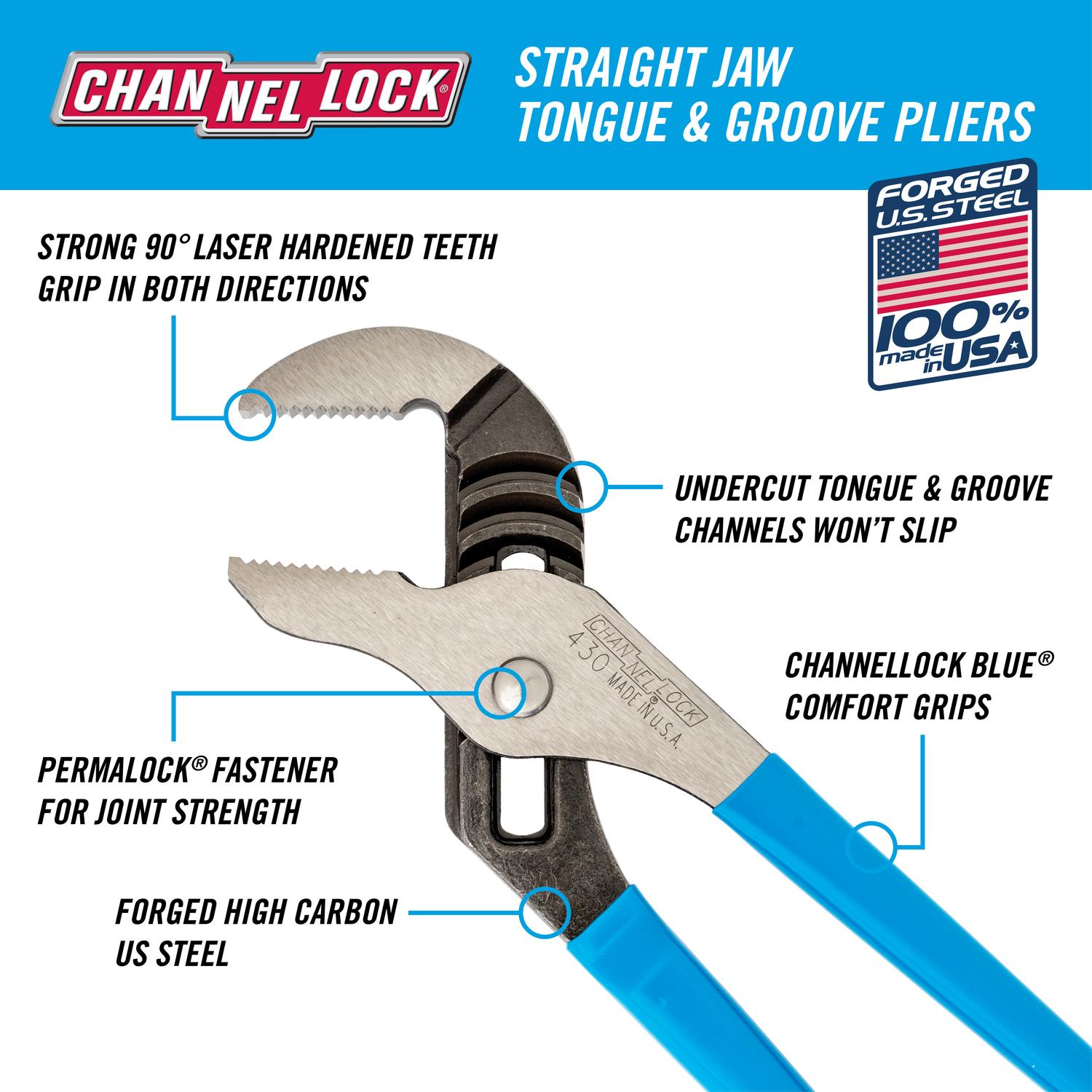Channellock 10 in. Steel Tongue and Groove Pliers